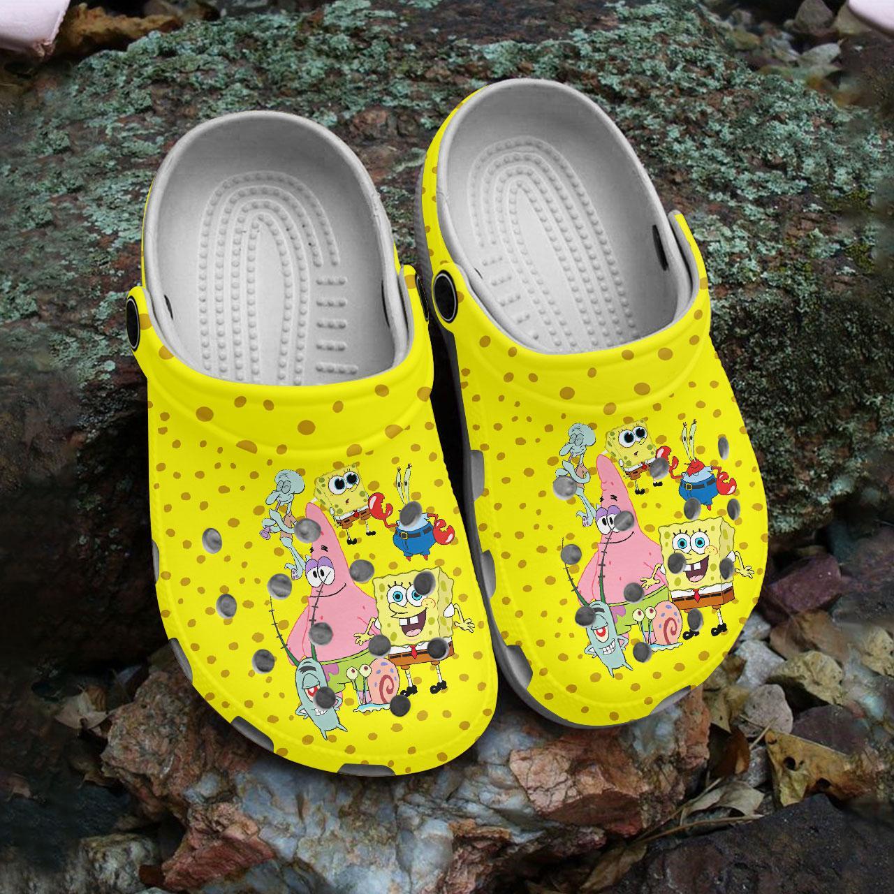 Merchidea Spongebob Squarepants Cartoon Crocs Crocband Clogs Shoes Comfortable For Men Women and Kids