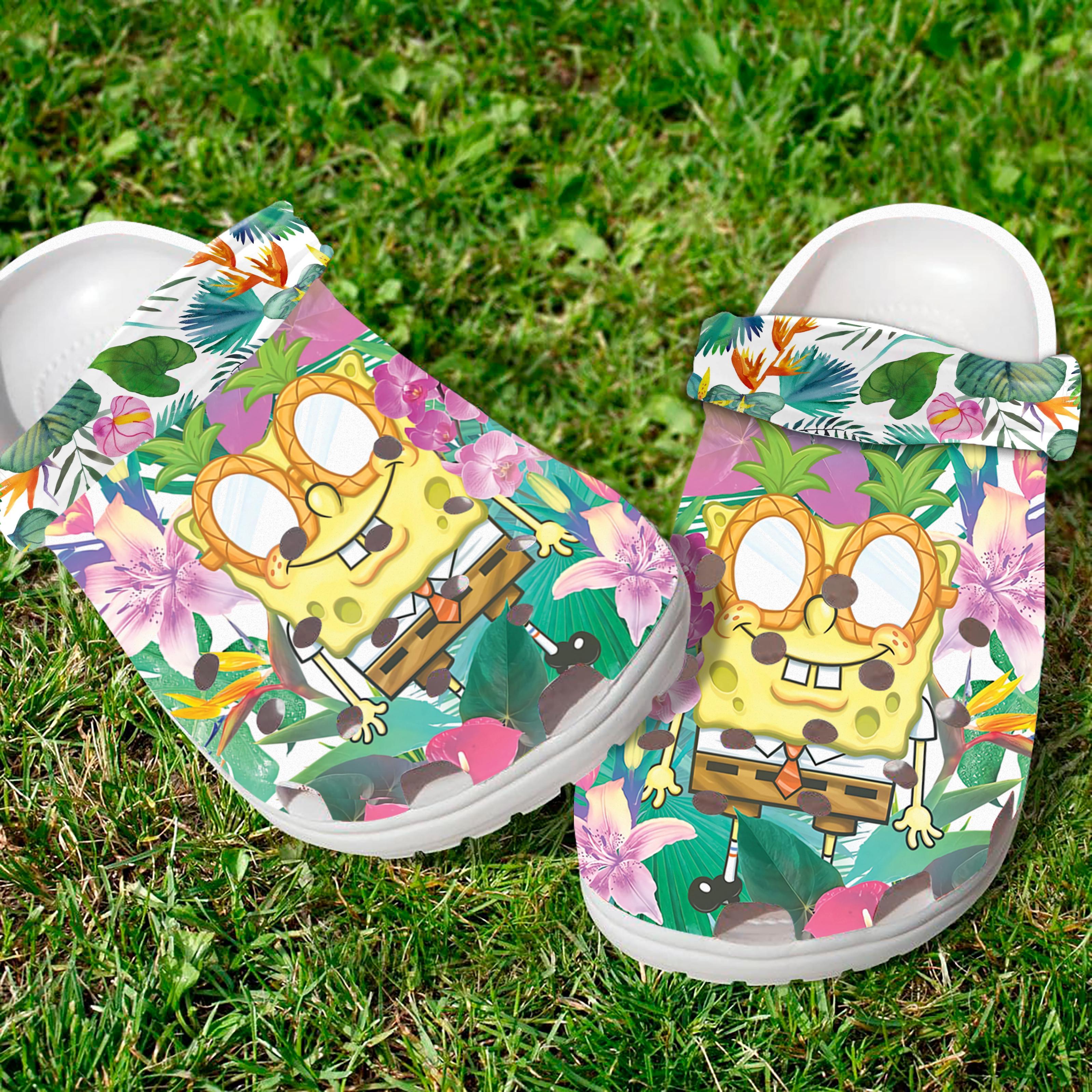 Merchidea Spongebob Squarepants Cartoon Crocs Crocband Clogs Shoes Comfortable For Men Women and Kids