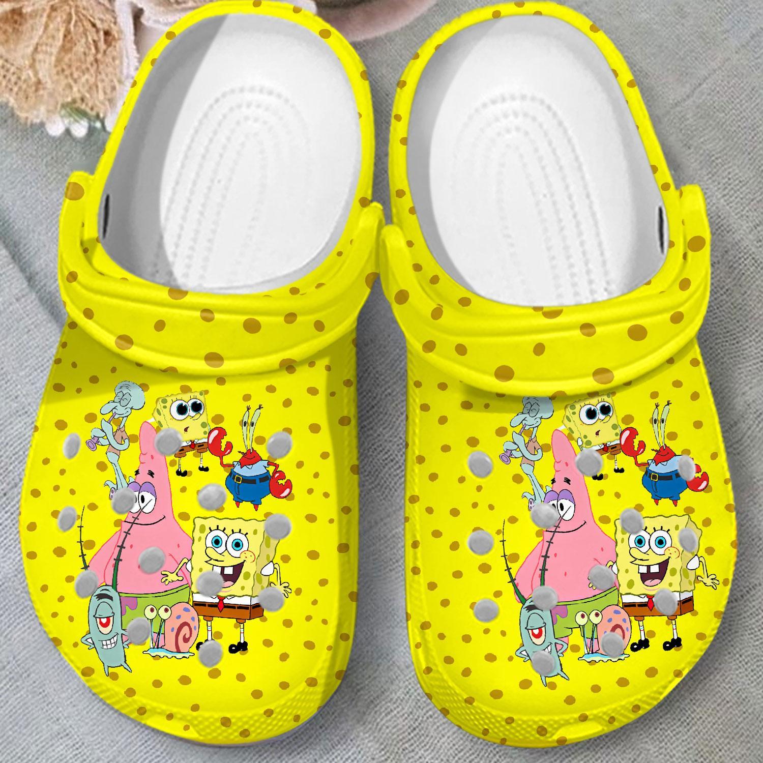 Merchidea Spongebob Squarepants Cartoon Crocs Crocband Clogs Shoes Comfortable For Men Women and Kids