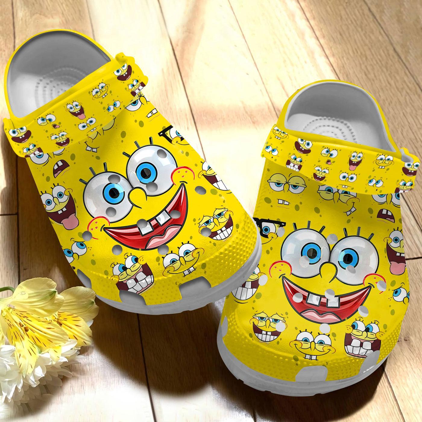 Merchidea Spongebob Squarepants Cartoon Crocs Crocband Clogs Shoes Comfortable For Men Women and Kids