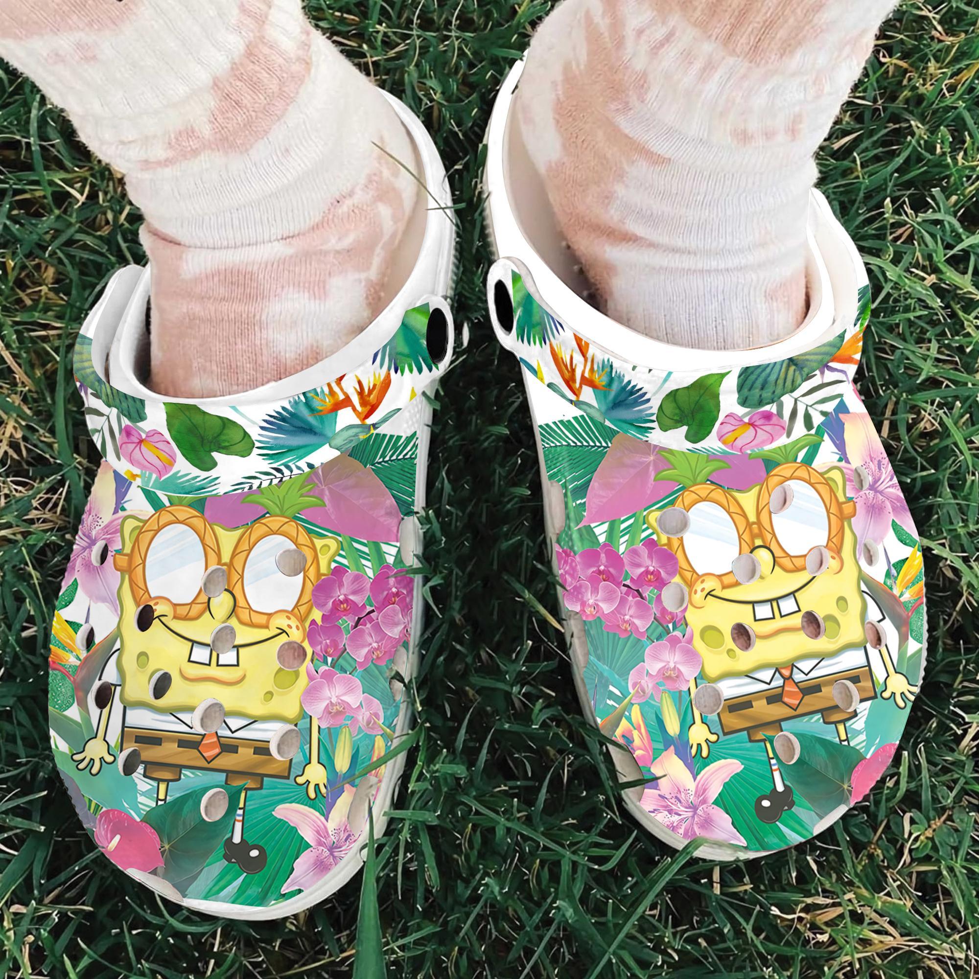 Merchidea Spongebob Squarepants Cartoon Crocs Crocband Clogs Shoes Comfortable For Men Women and Kids