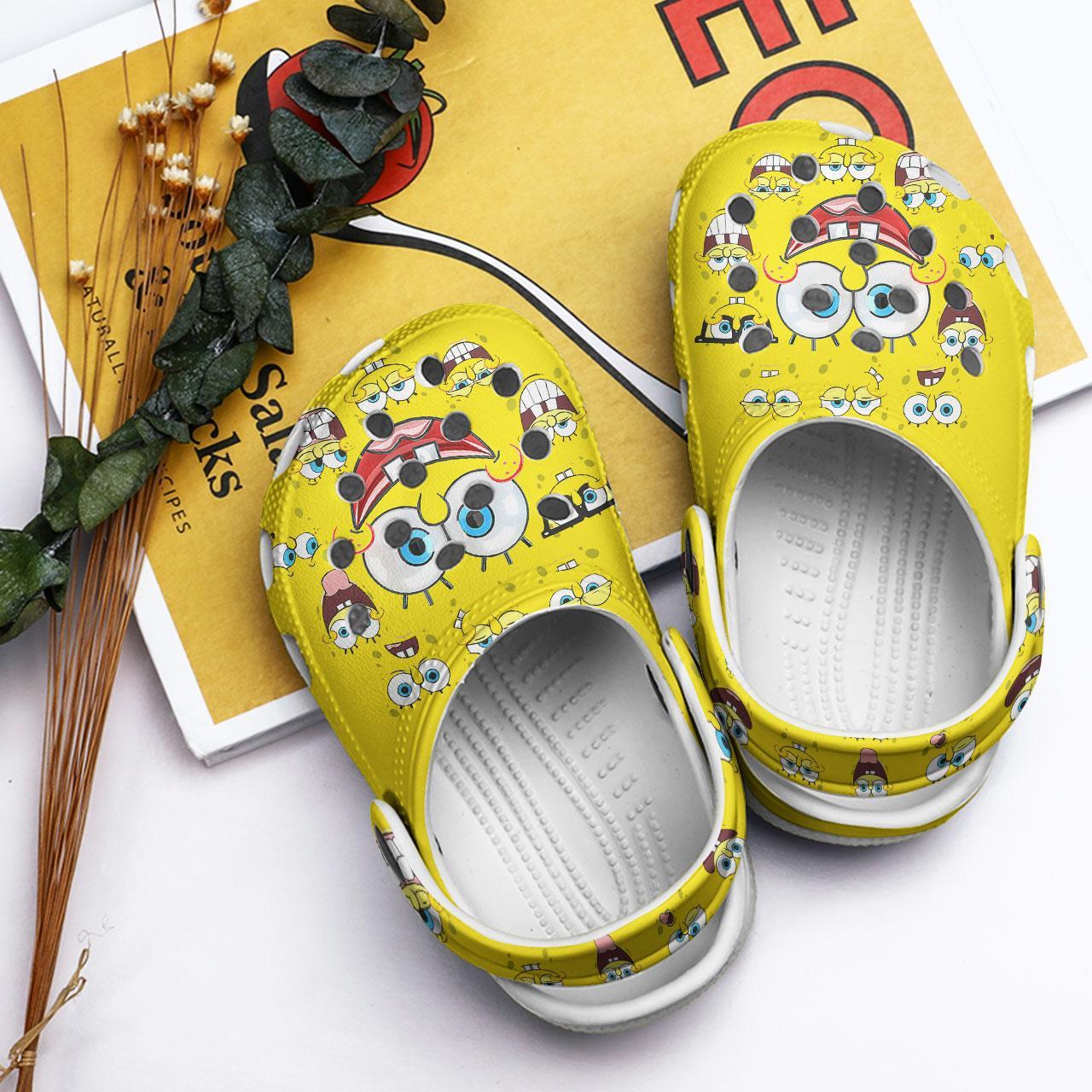 Merchidea Spongebob Squarepants Cartoon Crocs Crocband Clogs Shoes Comfortable For Men Women and Kids