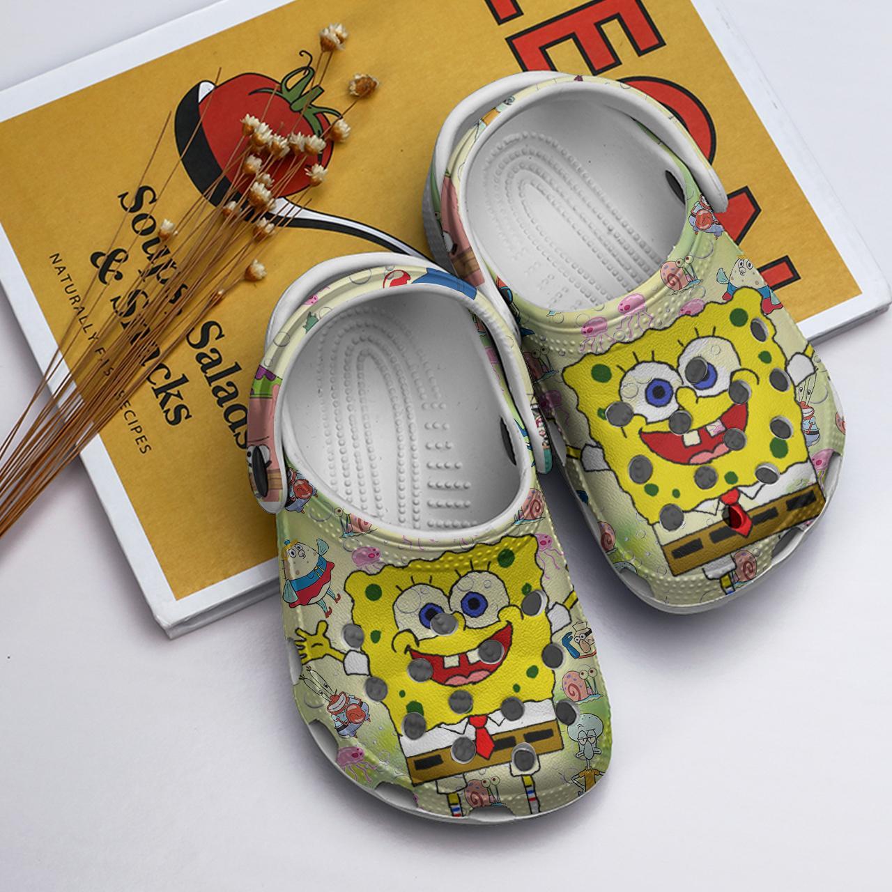 Merchidea Spongebob Squarepants Cartoon Crocs Crocband Clogs Shoes Comfortable For Men Women and Kids