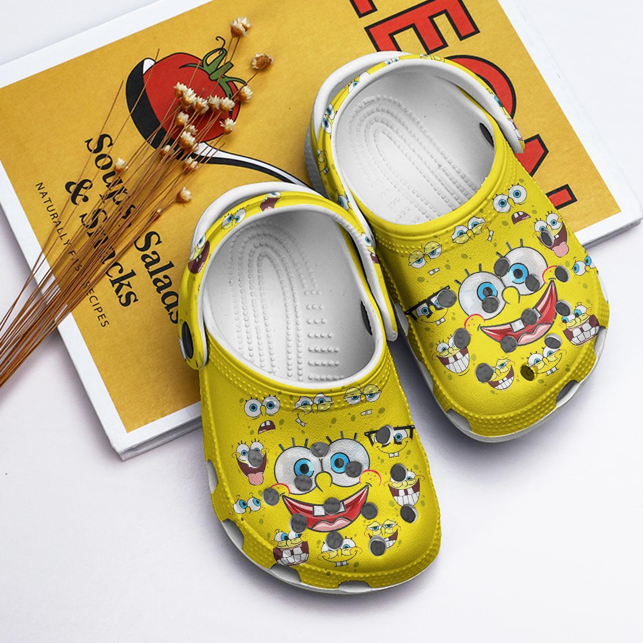 Merchidea Spongebob Squarepants Cartoon Crocs Crocband Clogs Shoes Comfortable For Men Women and Kids