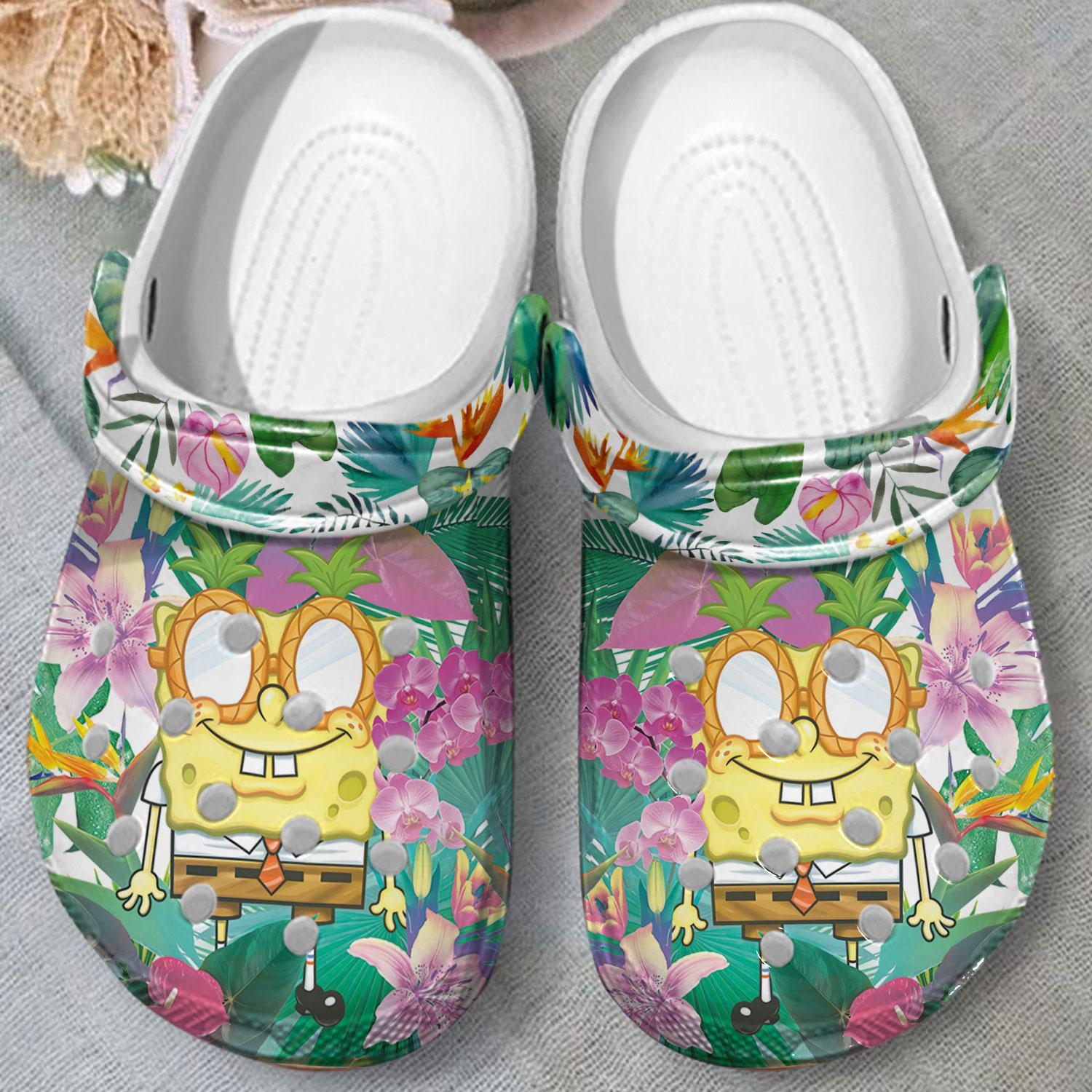 Merchidea Spongebob Squarepants Cartoon Crocs Crocband Clogs Shoes Comfortable For Men Women and Kids