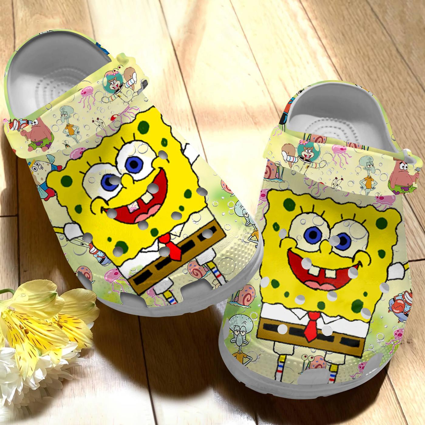 Merchidea Spongebob Squarepants Cartoon Crocs Crocband Clogs Shoes Comfortable For Men Women and Kids