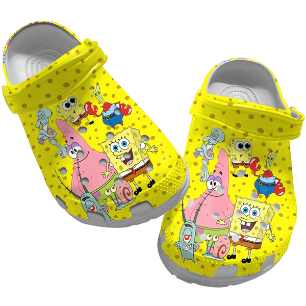 Merchidea Spongebob Squarepants Cartoon Crocs Crocband Clogs Shoes Comfortable For Men Women and Kids