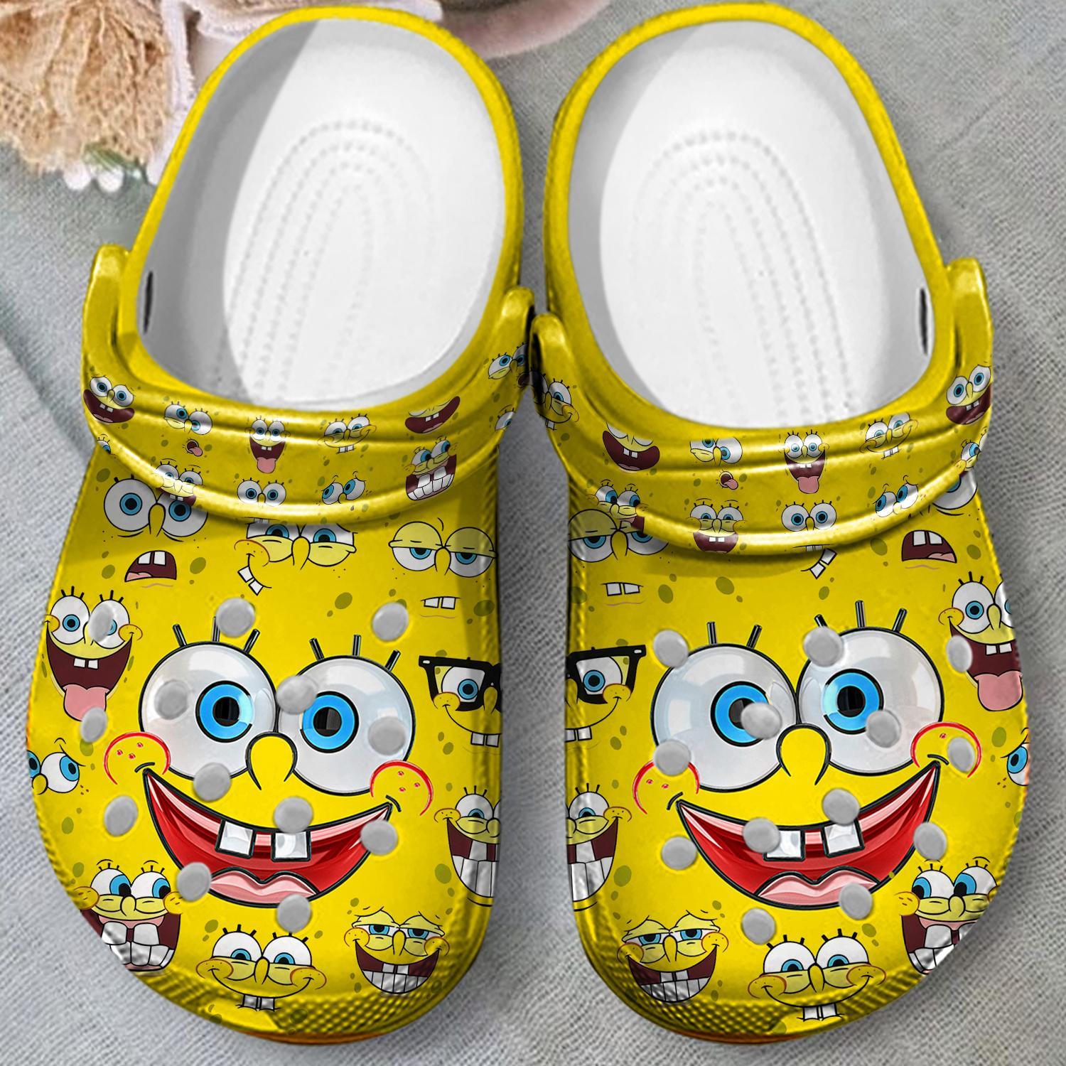 Merchidea Spongebob Squarepants Cartoon Crocs Crocband Clogs Shoes Comfortable For Men Women and Kids