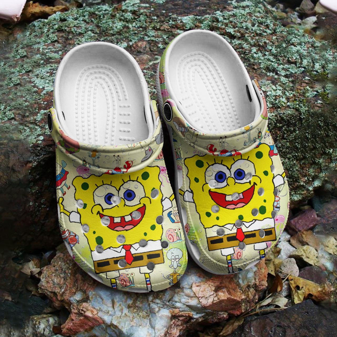 Merchidea Spongebob Squarepants Cartoon Crocs Crocband Clogs Shoes Comfortable For Men Women and Kids