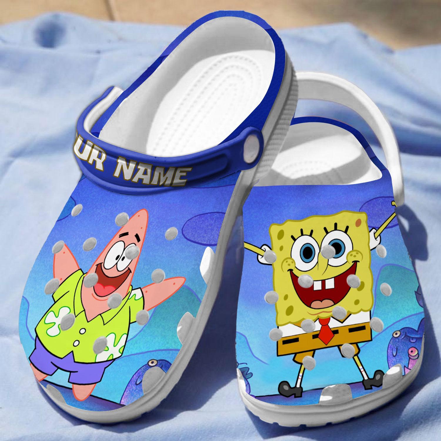 Merchidea Spongebob Squarepants Cartoon Crocs Crocband Clogs Shoes Comfortable For Men Women and Kids