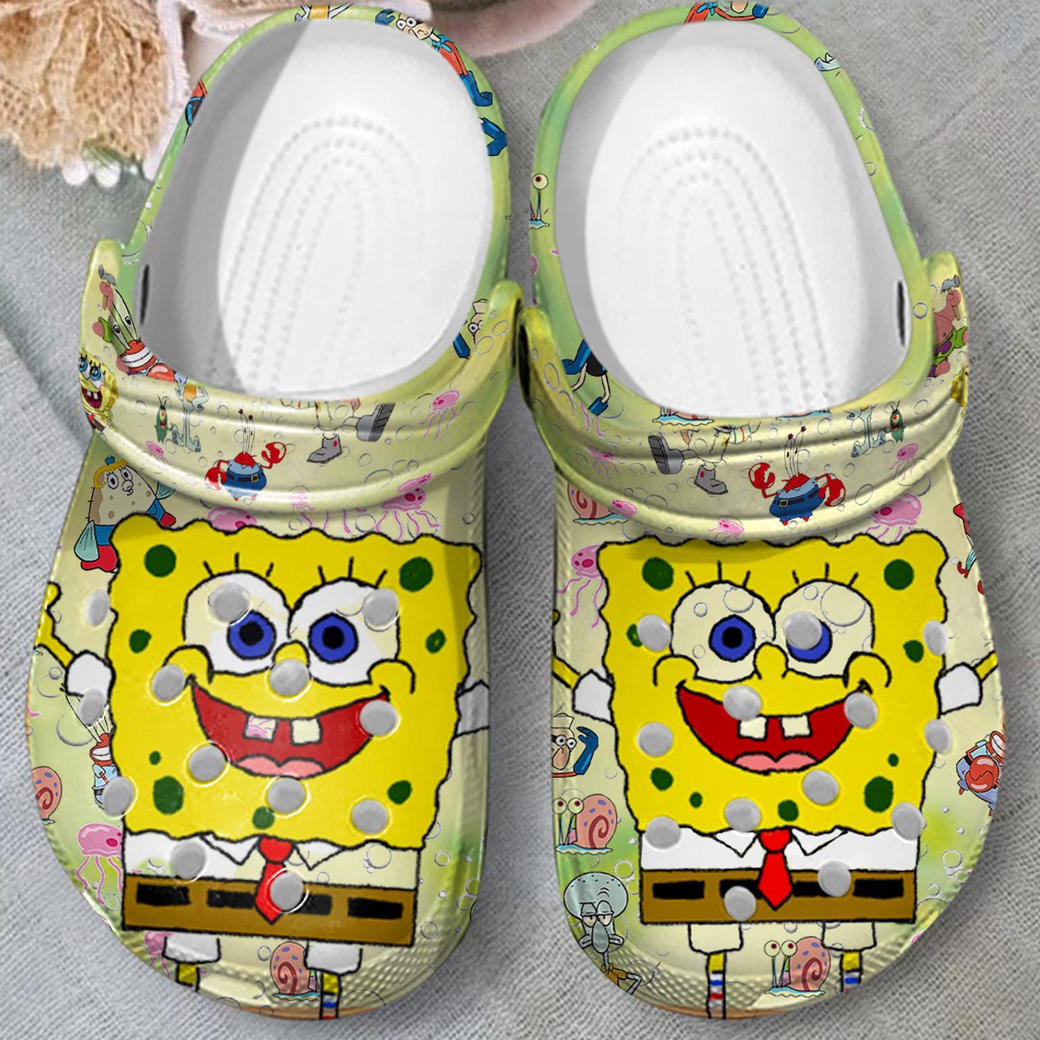 Merchidea Spongebob Squarepants Cartoon Crocs Crocband Clogs Shoes Comfortable For Men Women and Kids