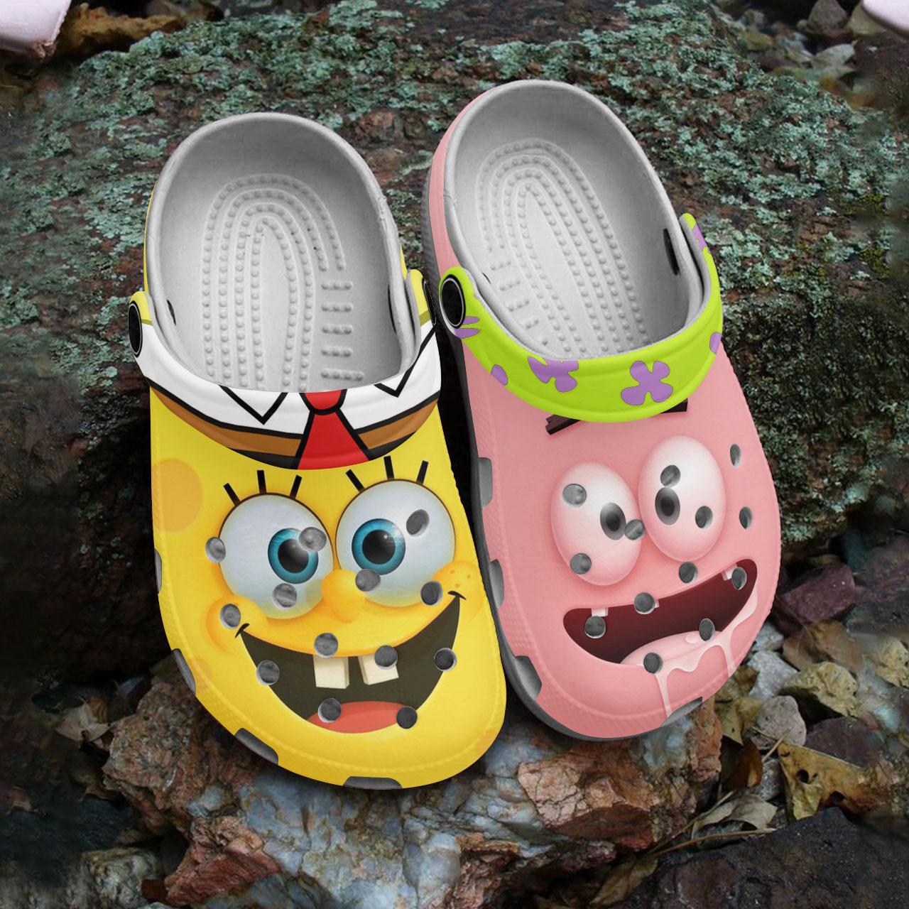 Merchidea Spongebob Squarepants Cartoon Crocs Crocband Clogs Shoes Comfortable For Men Women and Kids