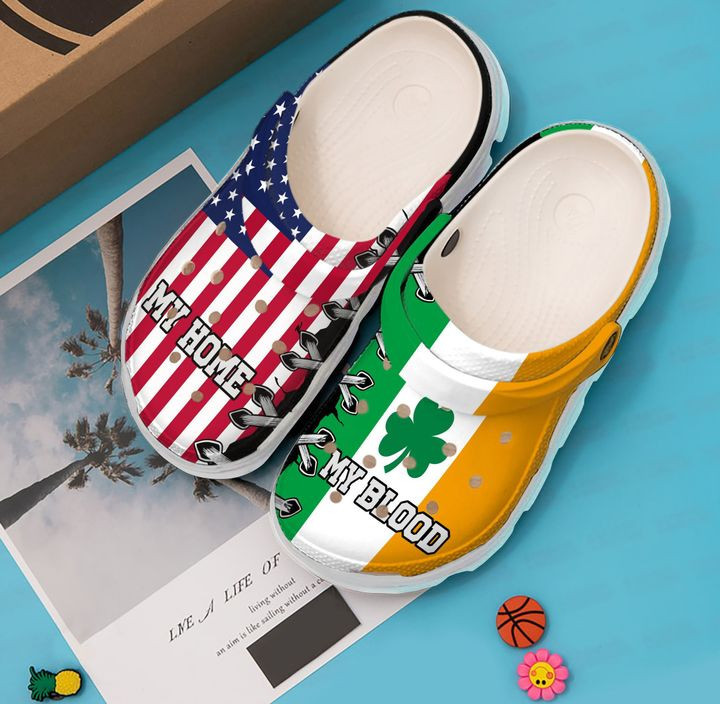 Merchidea St Patricks Day American Flag My Home My Blood Irish Crocband Shoes