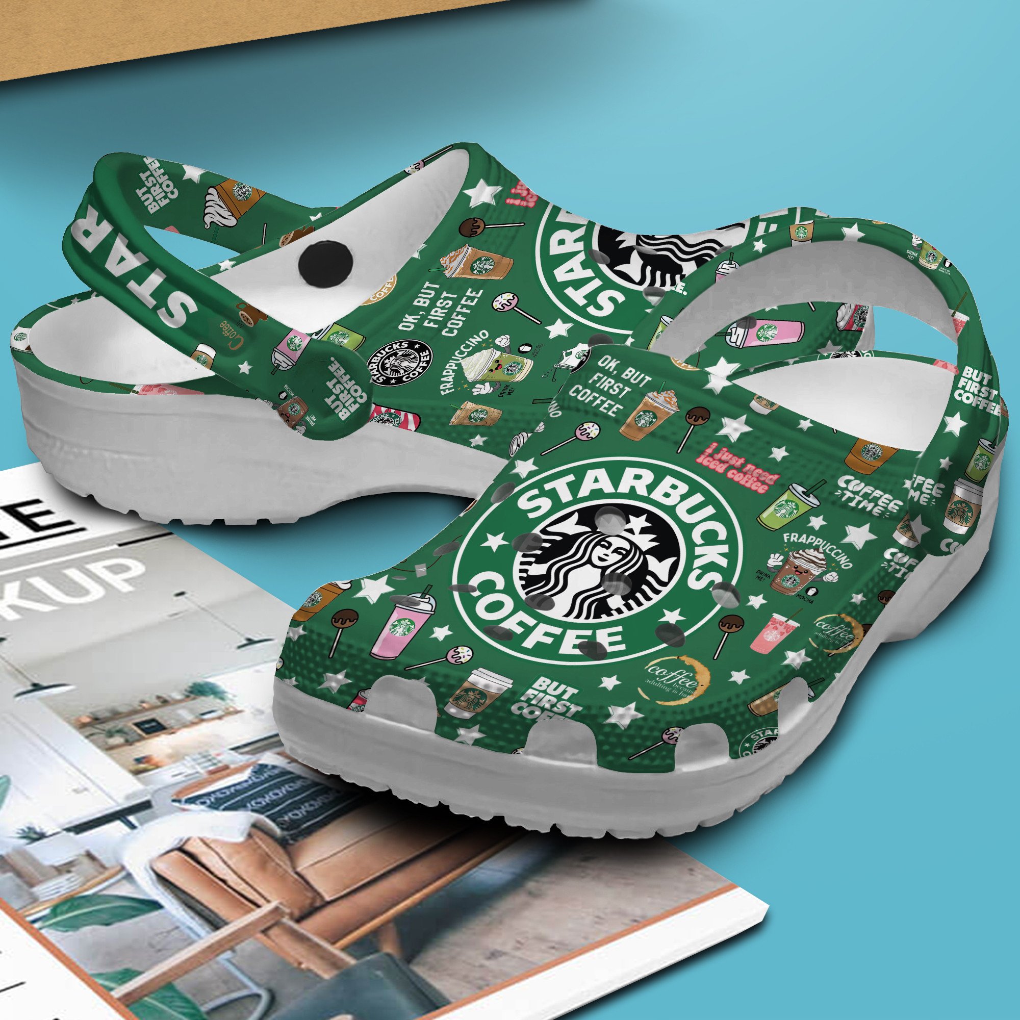 Merchidea Starbucks Coffee Drink Crocs Crocband Clogs Shoes Comfortable For Men Women and Kids