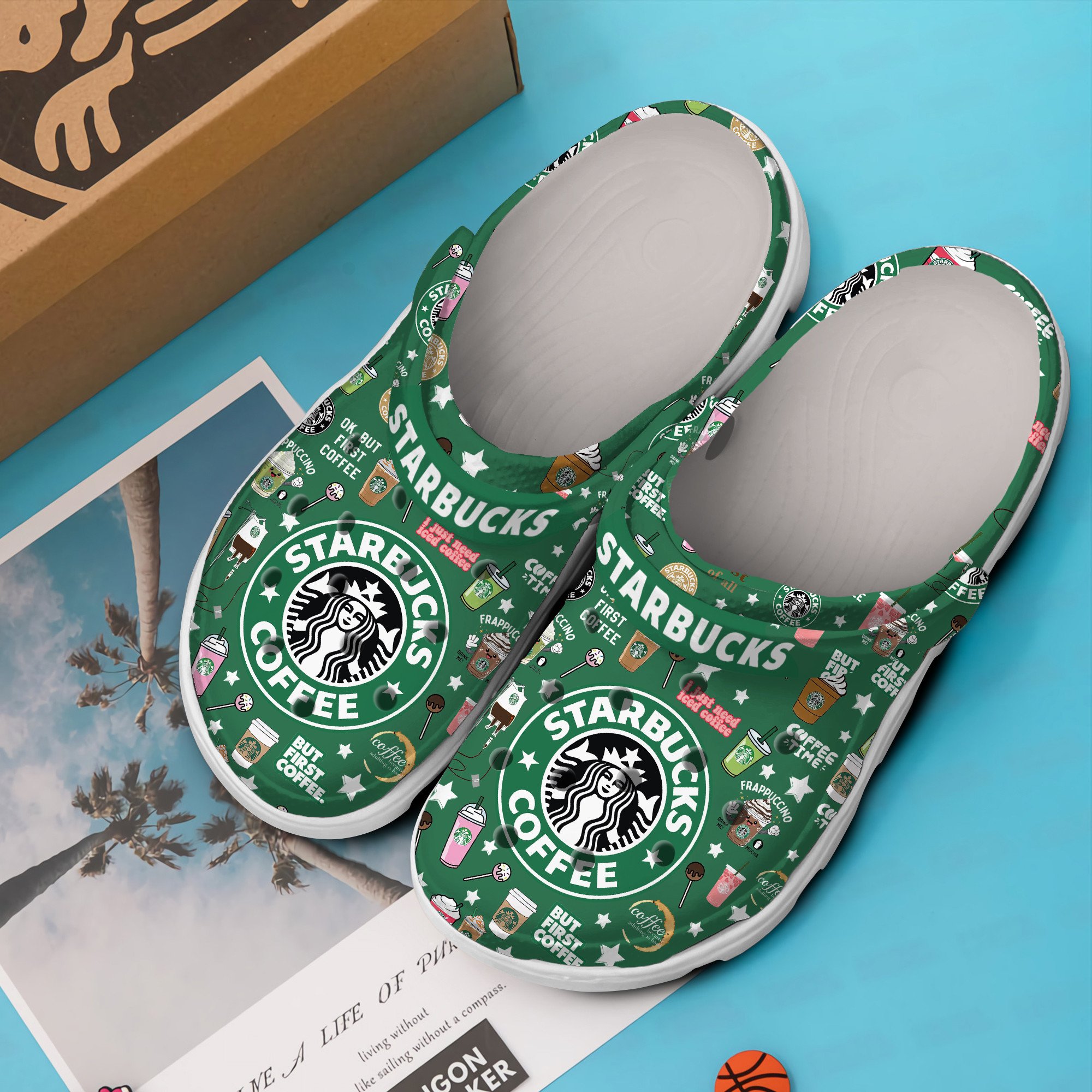 Merchidea Starbucks Coffee Drink Crocs Crocband Clogs Shoes Comfortable For Men Women and Kids