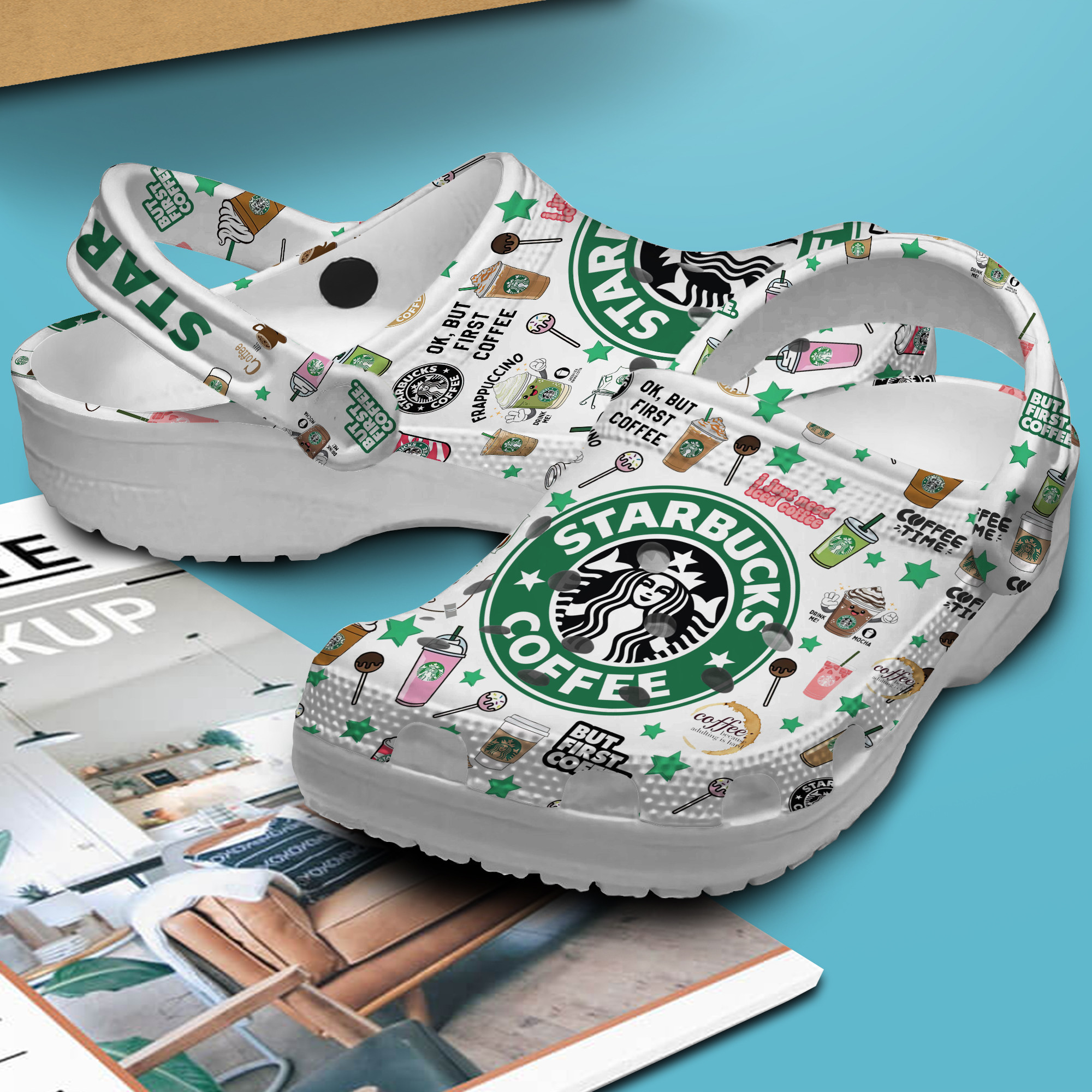 Merchidea Starbucks Drink Crocs Crocband Clogs Shoes Comfortable For Men Women and Kids