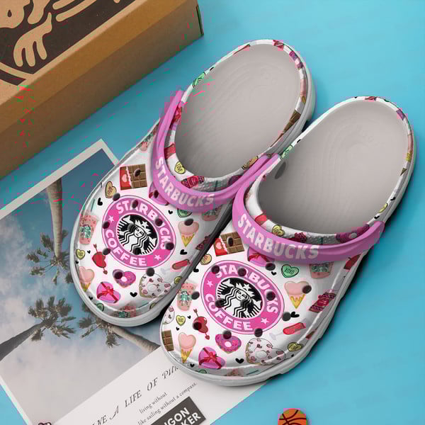 Merchidea Starbucks Valentine Drink Crocs Crocband Clogs Shoes Comfortable For Men Women and Kids