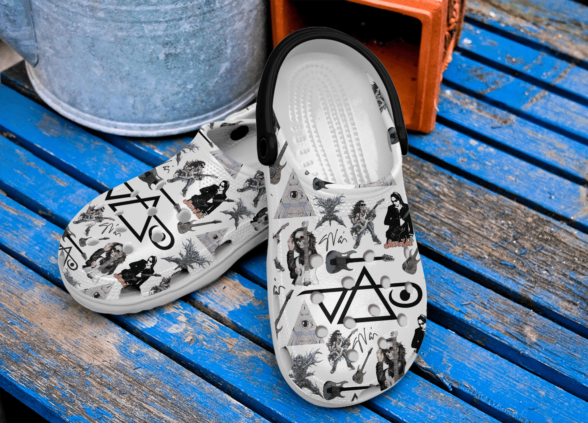Merchidea Steve Vai Music Crocs Crocband Clogs Shoes Comfortable For Men Women and Kids