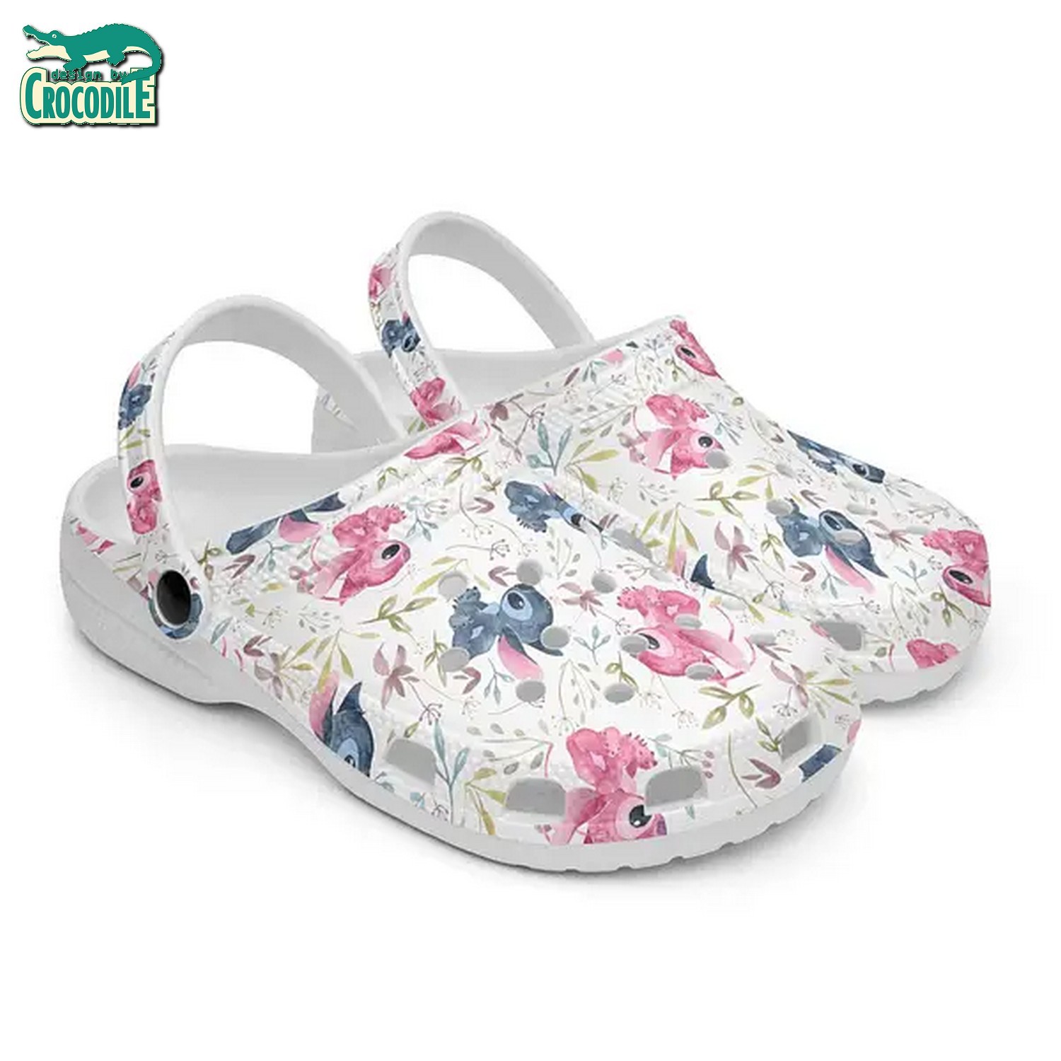 Merchidea Stitch And Angel Cartoon Crocs Crocband Clogs Shoes Comfortable For Men Women and Kids