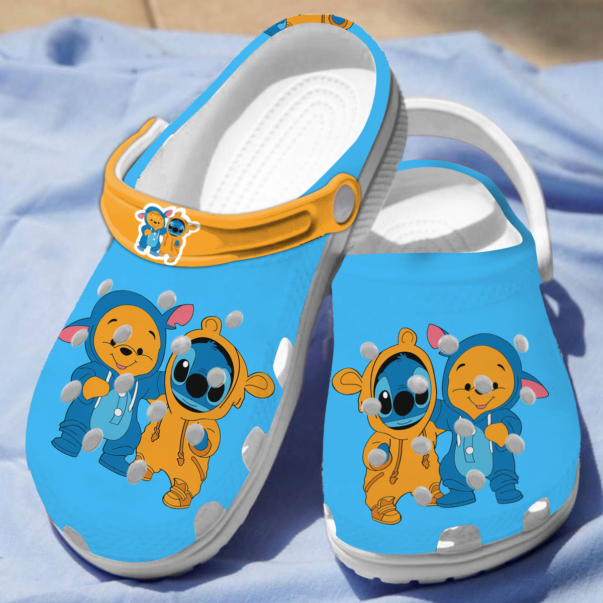Merchidea Stitch And Winnie The Pooh Cartoon Crocs Crocband Clogs Shoes Comfortable For Men Women and Kids