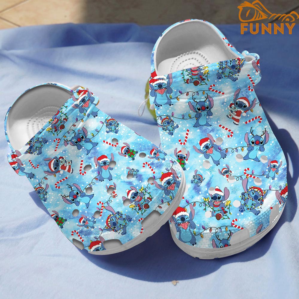 Merchidea Stitch Cartoon Christmas Crocs Crocband Clogs Shoes Comfortable For Men Women and Kids