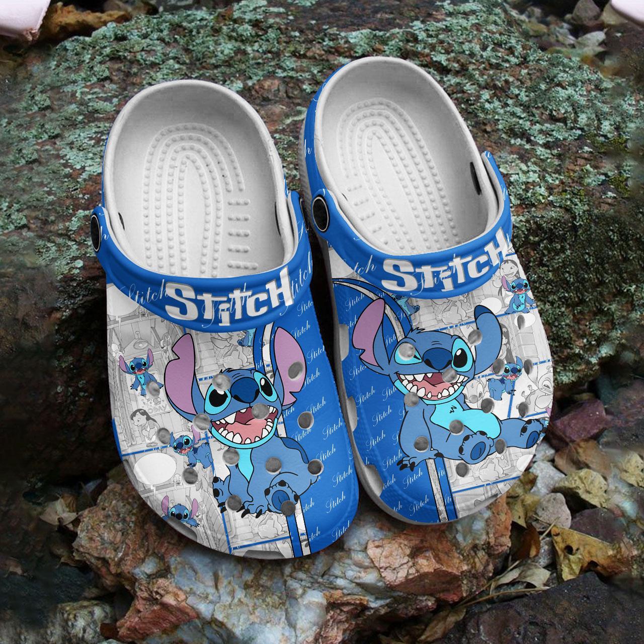 Merchidea Stitch Cartoon Crocs Crocband Clogs Shoes Comfortable For Men Women and Kids