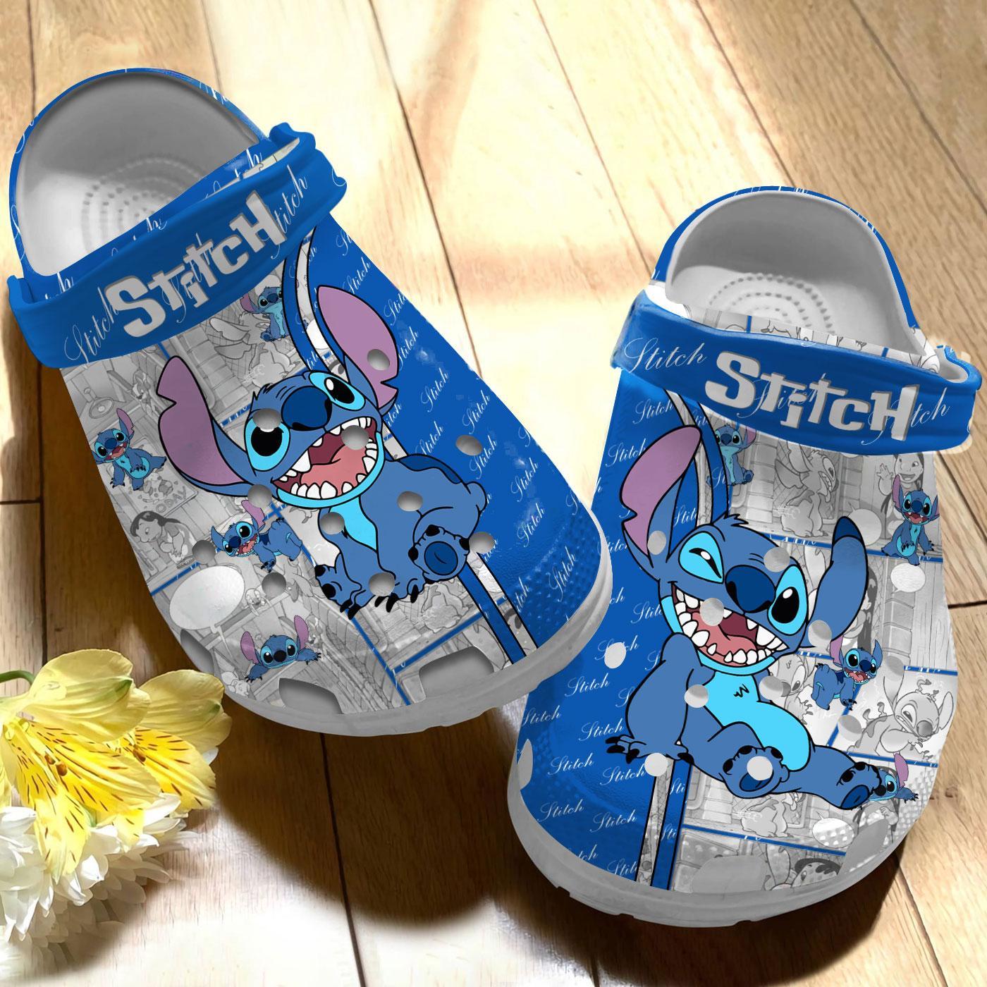 Merchidea Stitch Cartoon Crocs Crocband Clogs Shoes Comfortable For Men Women and Kids