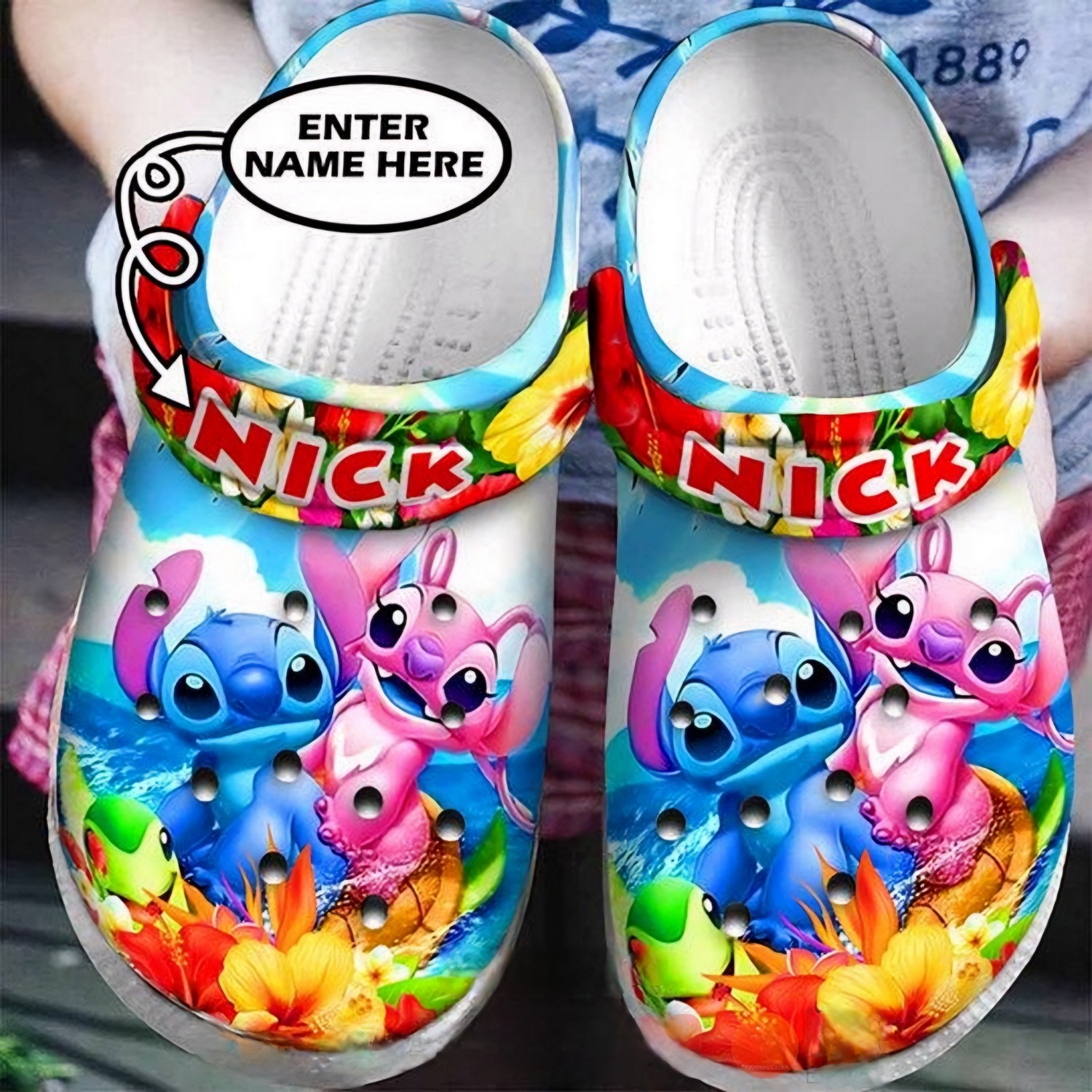 Merchidea Stitch Cartoon Crocs Crocband Clogs Shoes Comfortable For Men Women and Kids