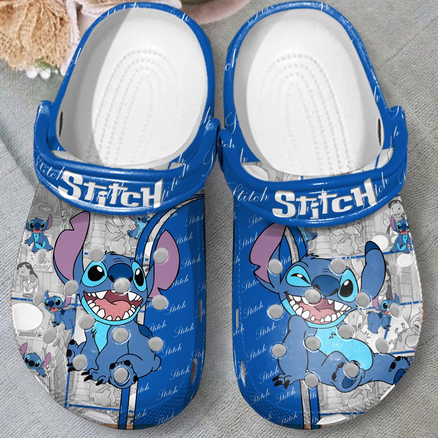 Merchidea Stitch Cartoon Crocs Crocband Clogs Shoes Comfortable For Men Women and Kids