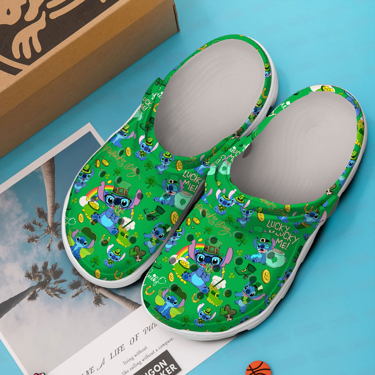 Merchidea Stitch St. Patricks Day Movie Crocs Crocband Clogs Shoes Comfortable For Men Women and Kids