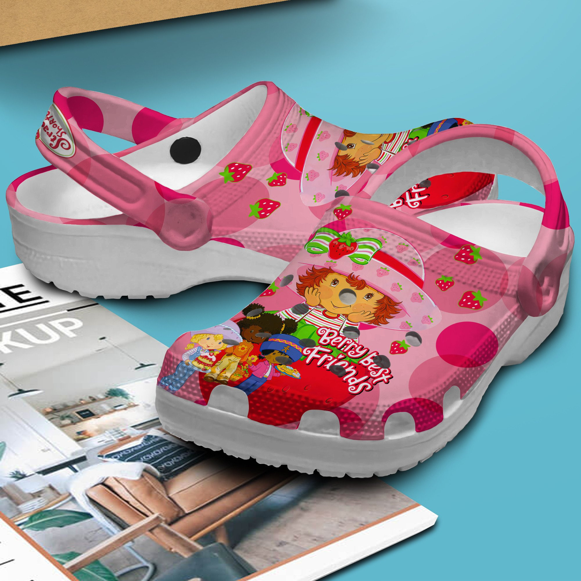 Merchidea Strawberry Shortcake Cartoon Crocs Crocband Clogs Shoes Comfortable For Men Women and Kids