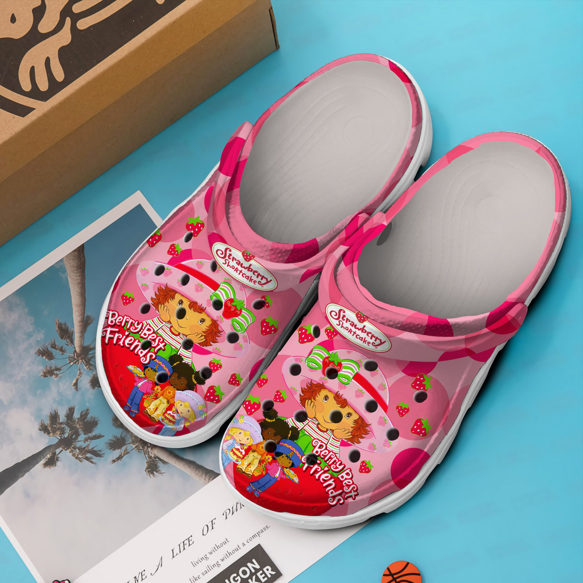 Merchidea Strawberry Shortcake Cartoon Crocs Crocband Clogs Shoes Comfortable For Men Women and Kids
