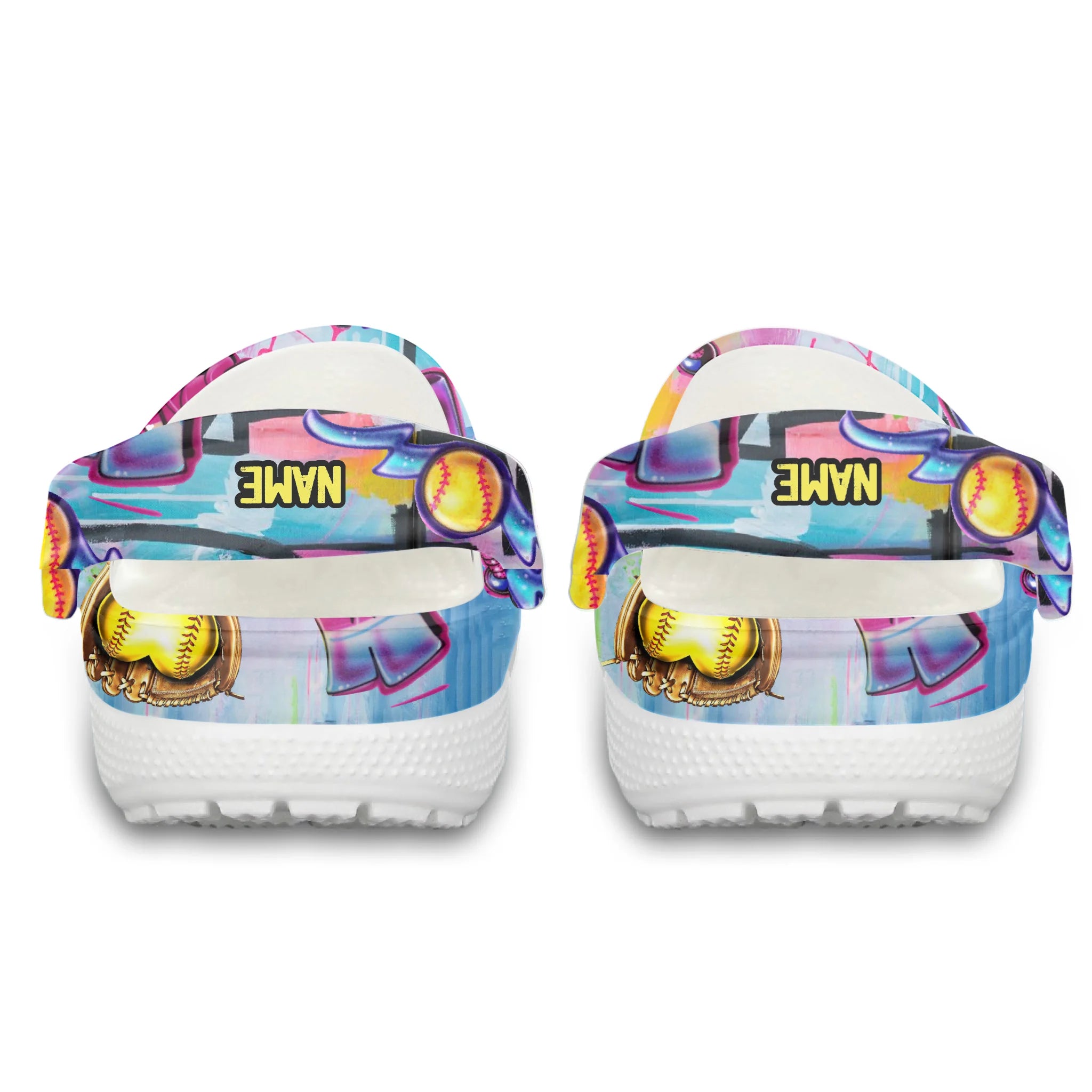 Merchidea Street Graffiti Softball Sport Crocs Crocband Clogs Shoes Comfortable For Men Women and Kids