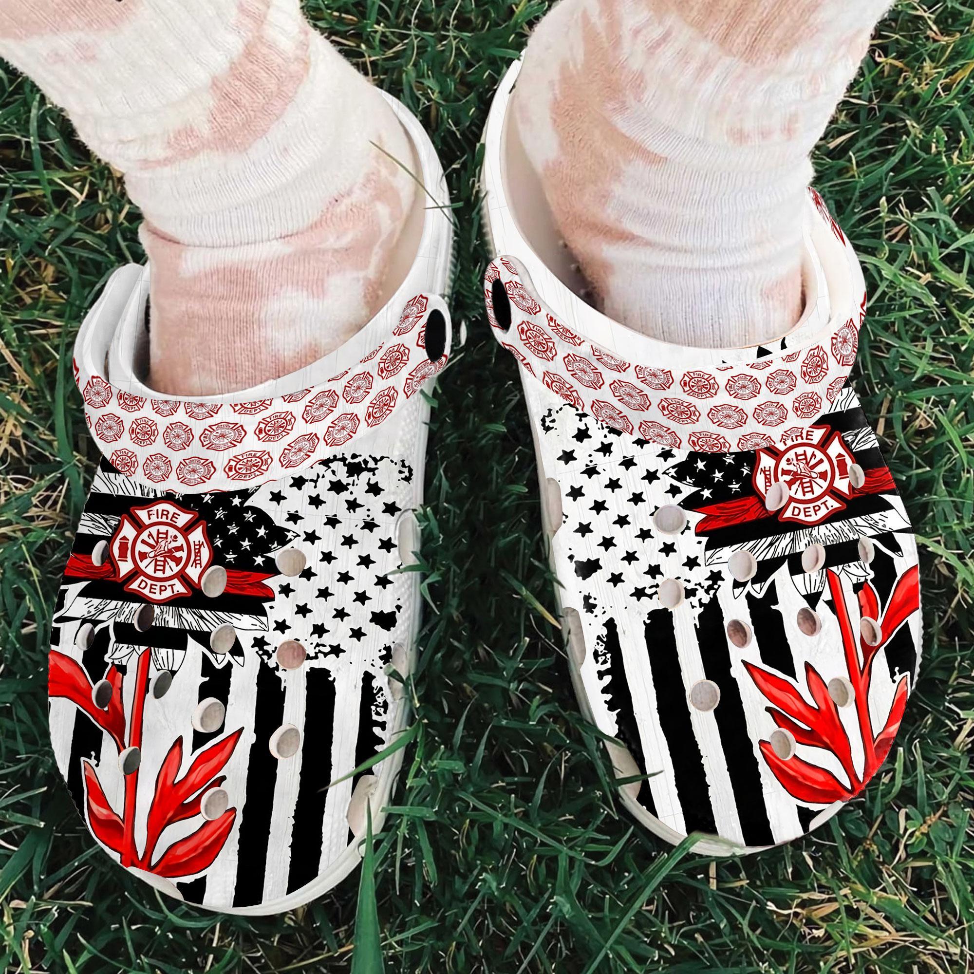 Merchidea Sunflower firefighter Crocs Crocband Clogs Shoes Comfortable For Men Women and Kids