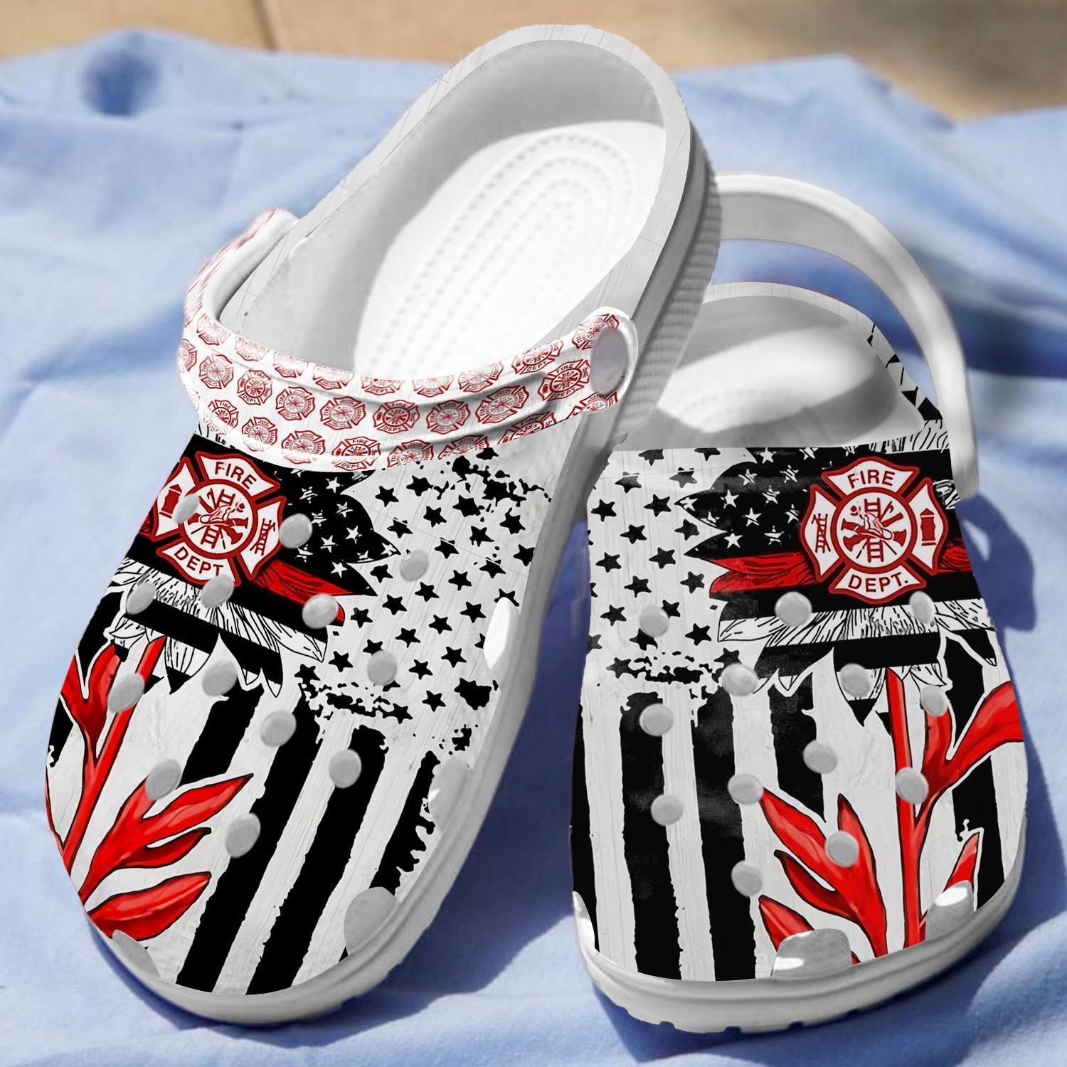 Merchidea Sunflower firefighter Crocs Crocband Clogs Shoes Comfortable For Men Women and Kids
