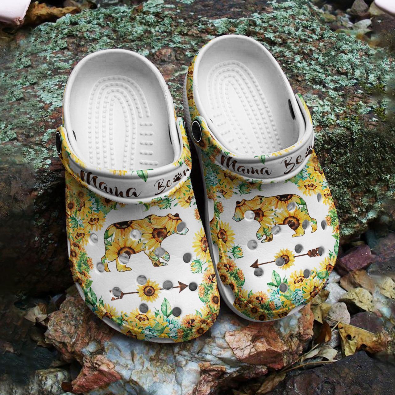 Merchidea Sunflower Mama Bear Crocs Crocband Clogs Shoes Comfortable For Men Women and Kids