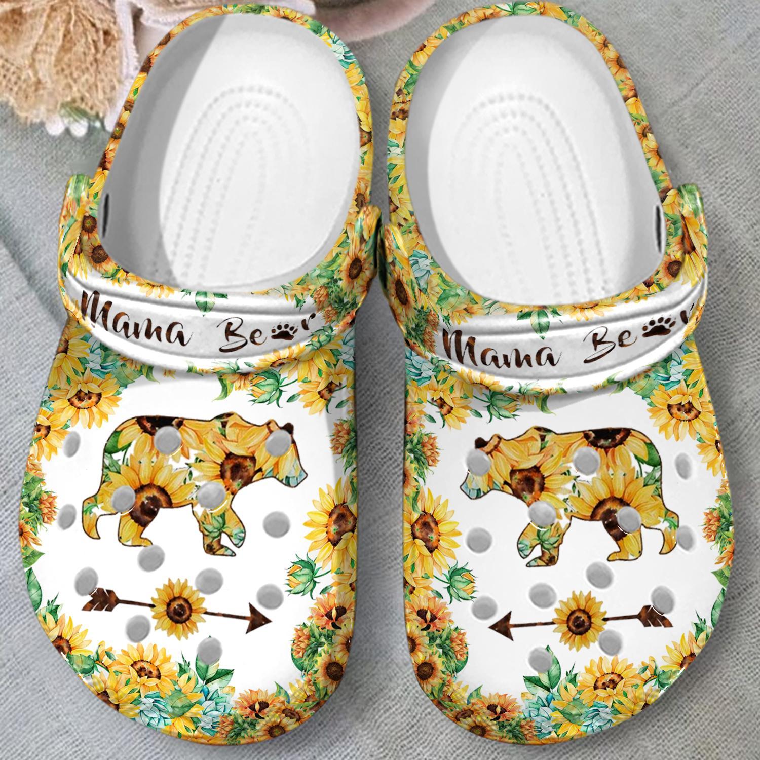 Merchidea Sunflower Mama Bear Crocs Crocband Clogs Shoes Comfortable For Men Women and Kids