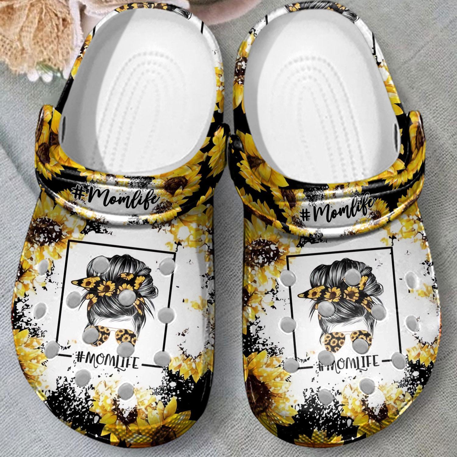 Merchidea Sunflower Momlife Crocs Crocband Clogs Shoes Comfortable For Men Women and Kids
