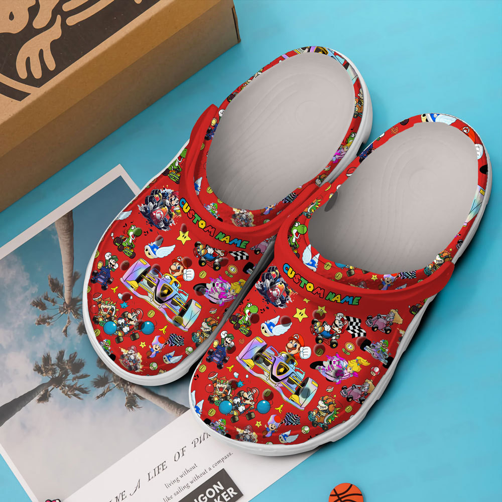 Merchidea Super Mario Game Crocs Crocband Shoes Clogs Custom Name For Men Women and Kids