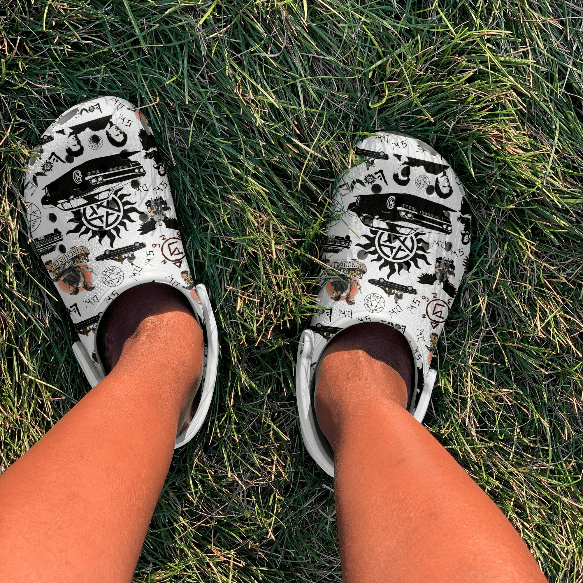 Merchidea Supernatural TV Series Crocs Crocband Clogs Shoes Comfortable For Men Women and Kids