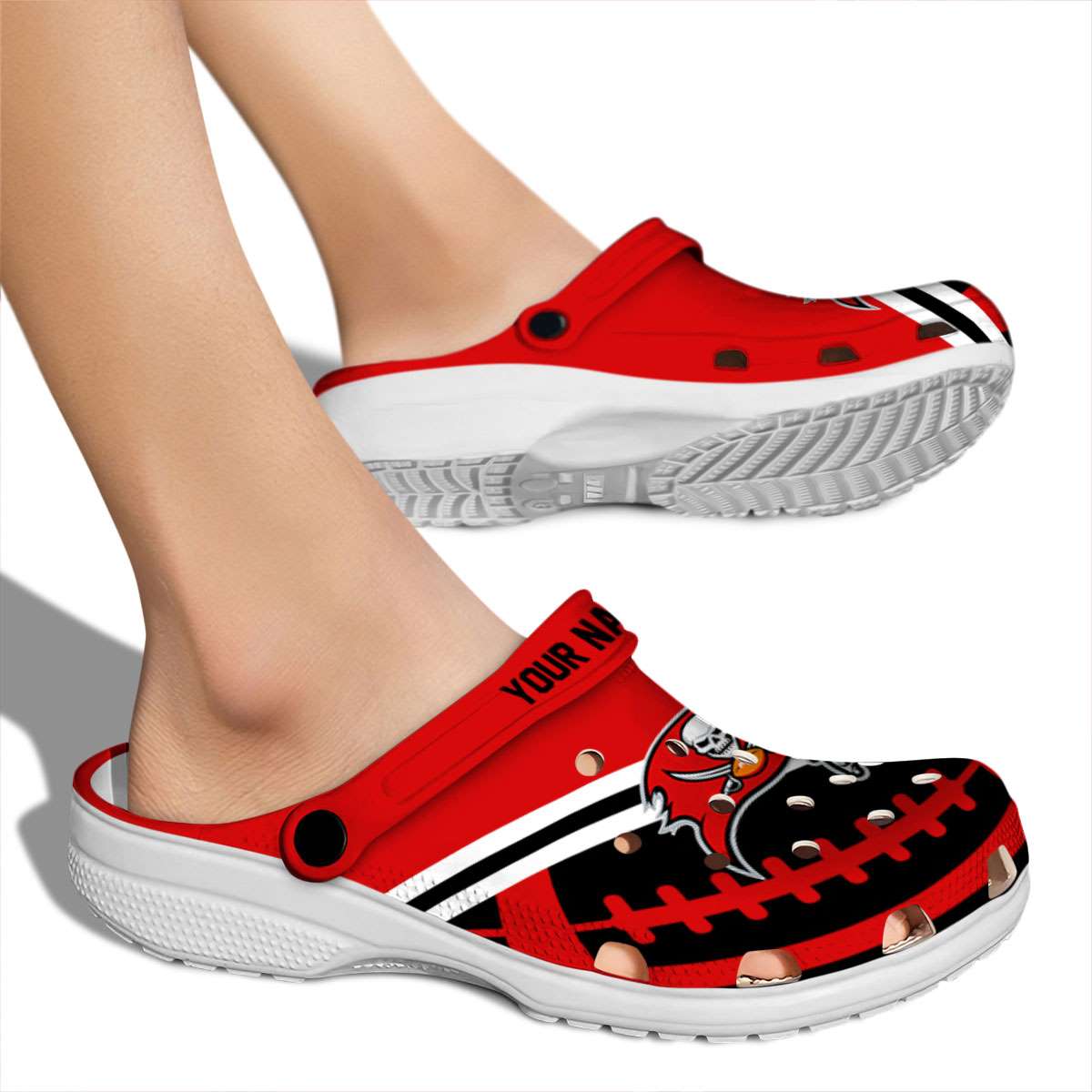 Merchidea Tampa Bay Buccaneers NFL Sport Crocs Crocband Clogs Shoes Comfortable For Men Women and Kids