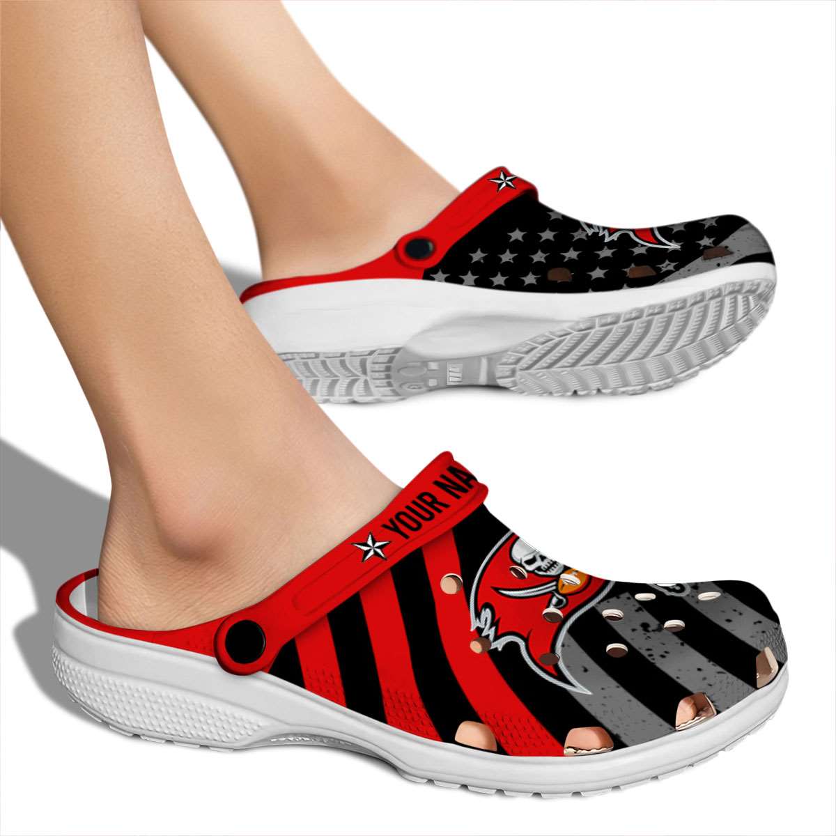 Merchidea Tampa Bay Buccaneers NFL Sport Crocs Crocband Clogs Shoes Comfortable For Men Women and Kids