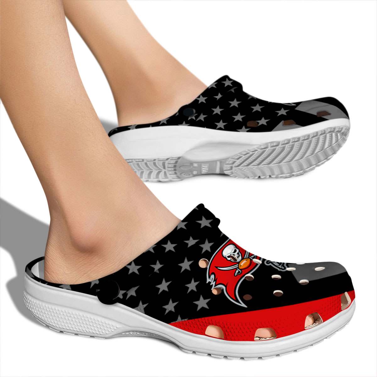 Merchidea Tampa Bay Buccaneers NFL Sport Crocs Crocband Clogs Shoes Comfortable For Men Women and Kids