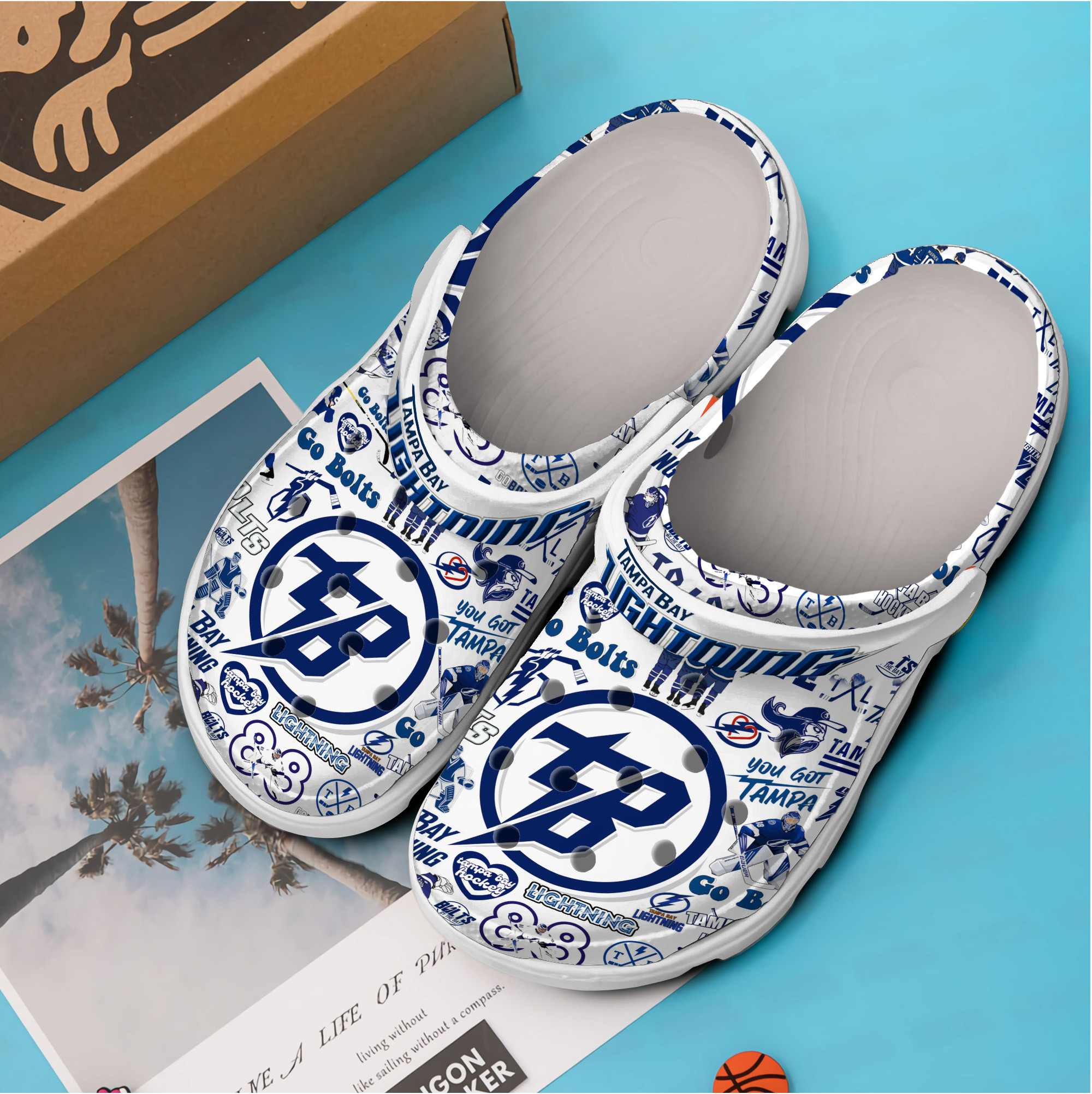 Merchidea Tampa Bay Lightning NHL Sport Crocs Crocband Clogs Shoes Comfortable For Men Women and Kids