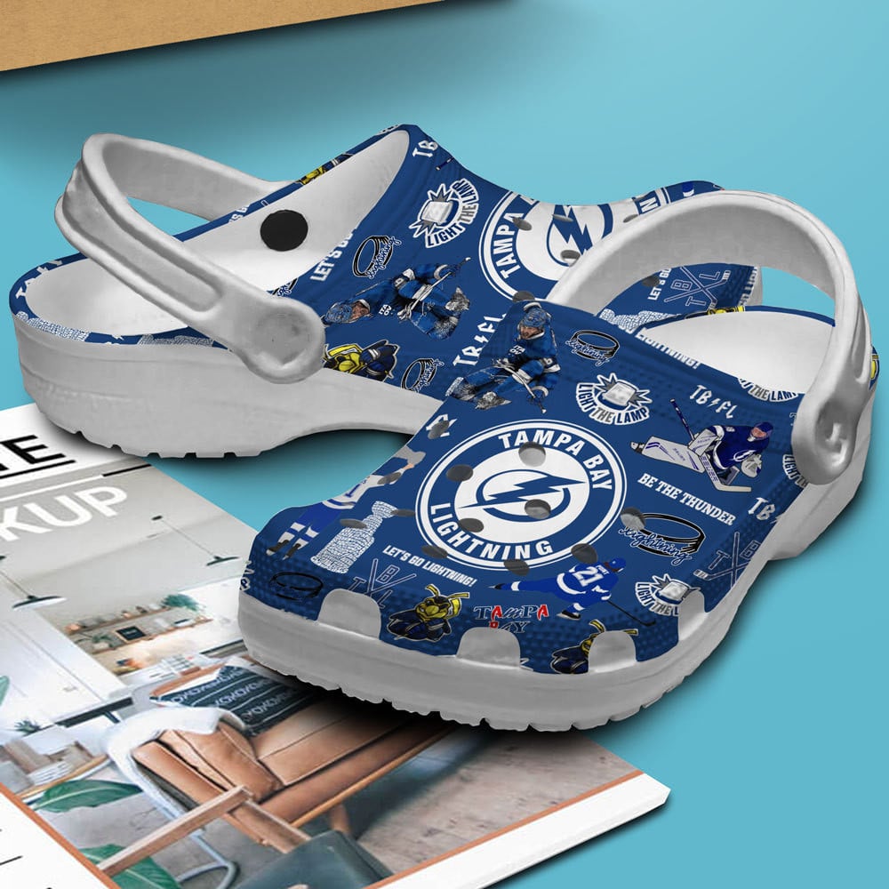 Merchidea Tampa Bay Lightning NHL Sport Crocs Crocband Clogs Shoes Comfortable For Men Women and Kids