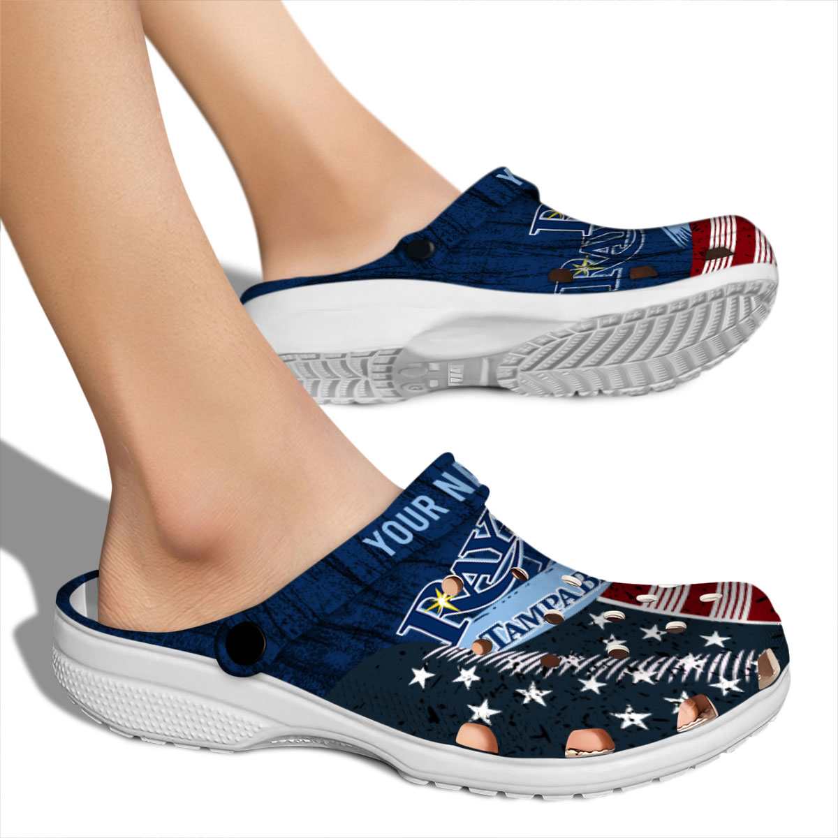 Merchidea Tampa Bay Rays MLB Sport Crocs Crocband Clogs Shoes Comfortable For Men Women and Kids