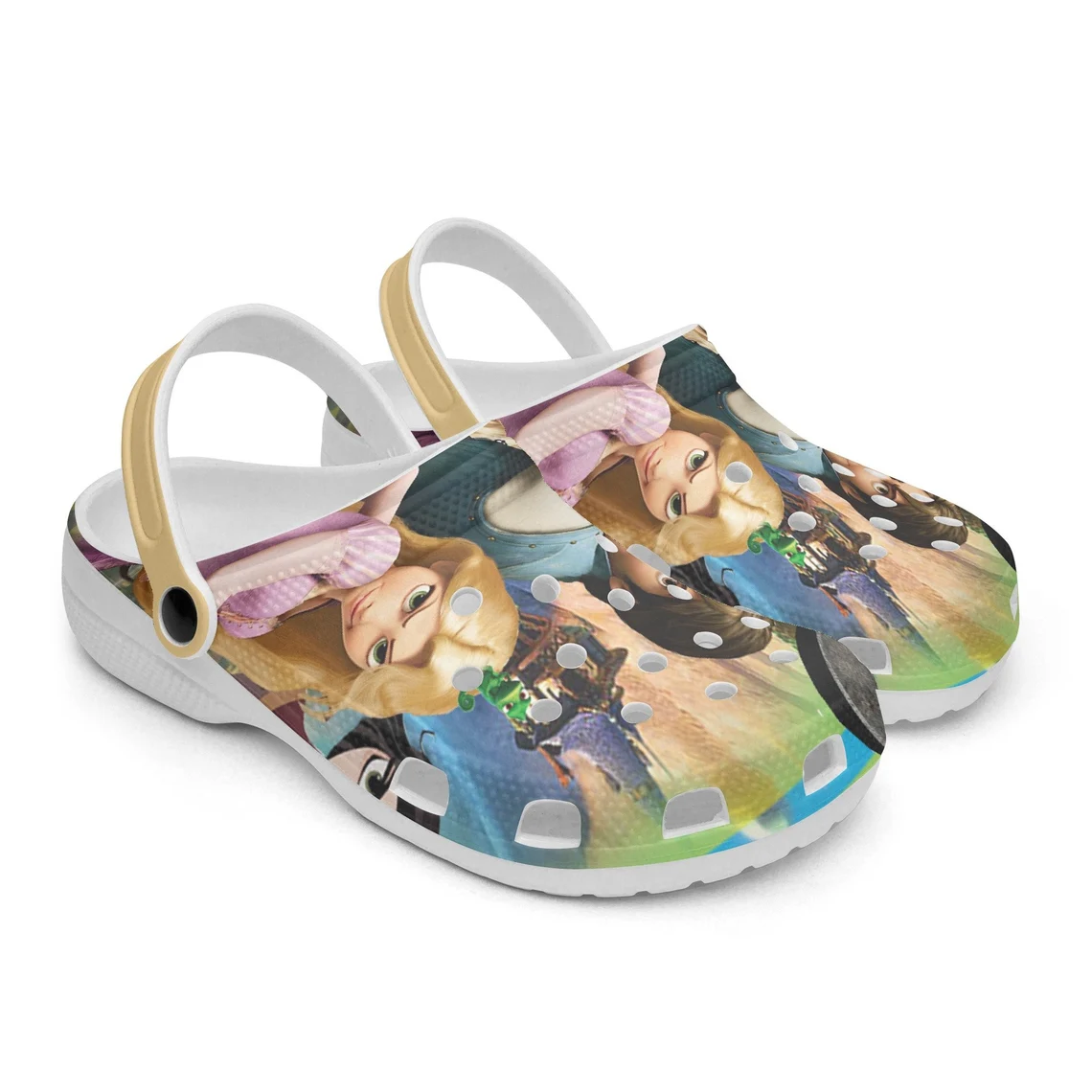 Merchidea Tangled Rapunzel Cartoon Crocs Crocband Shoes Clogs Custom Name For Men Women and Kids