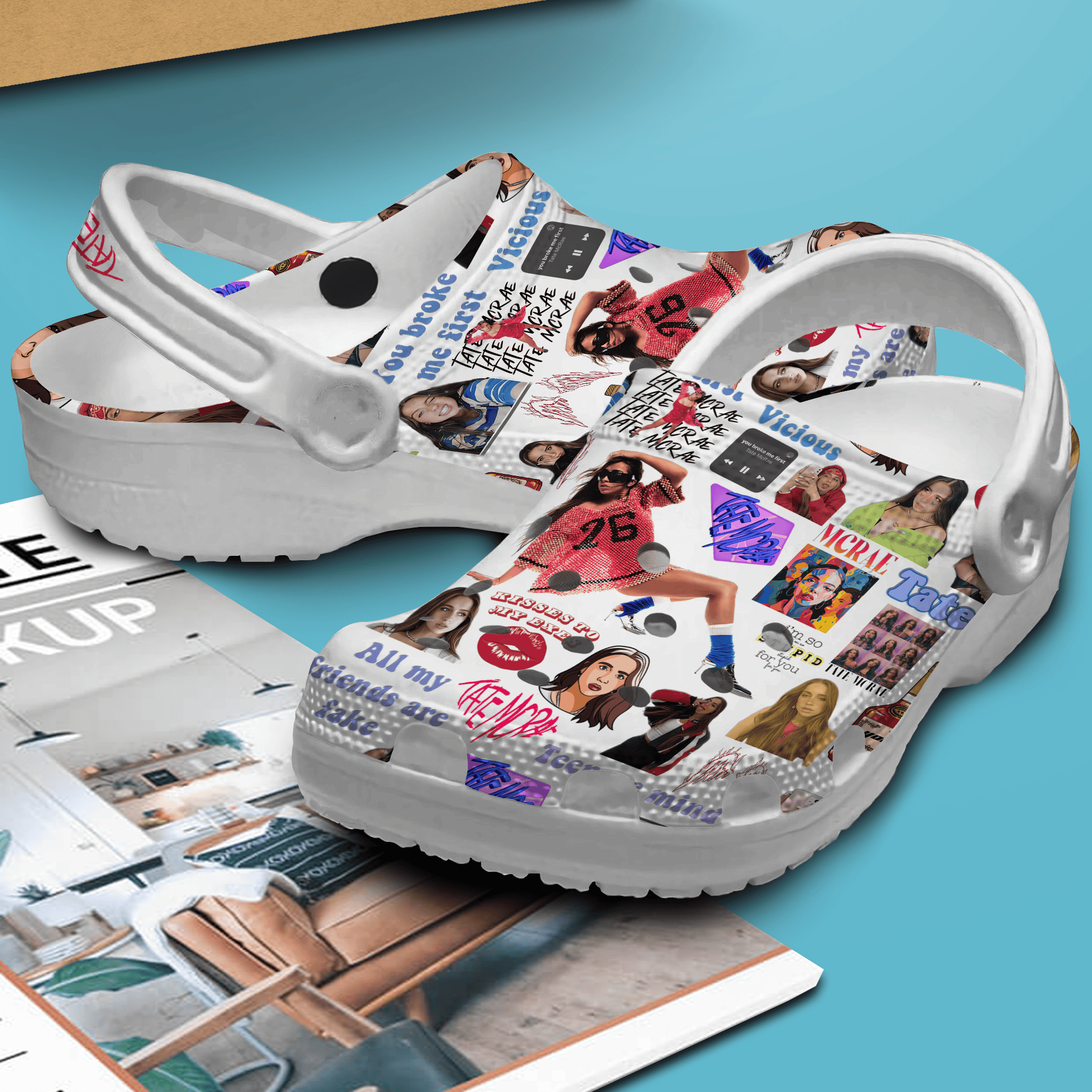 Merchidea Tate McRae Music Crocs Crocband Clogs Shoes Comfortable For Men Women and Kids