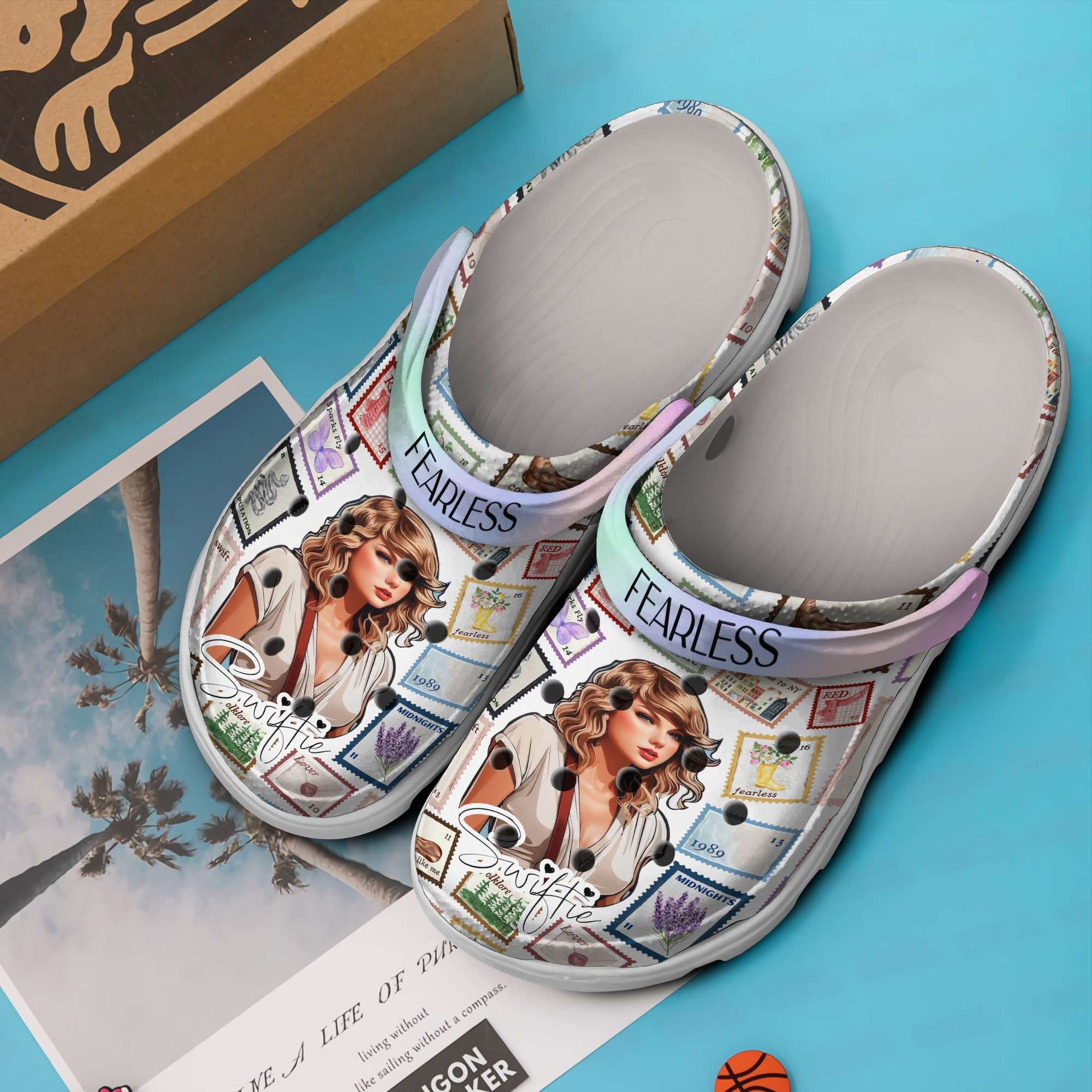 Merchidea Taylor Swift Fearless Album Music Crocs Crocband Clogs Shoes Comfortable For Men Women and Kids