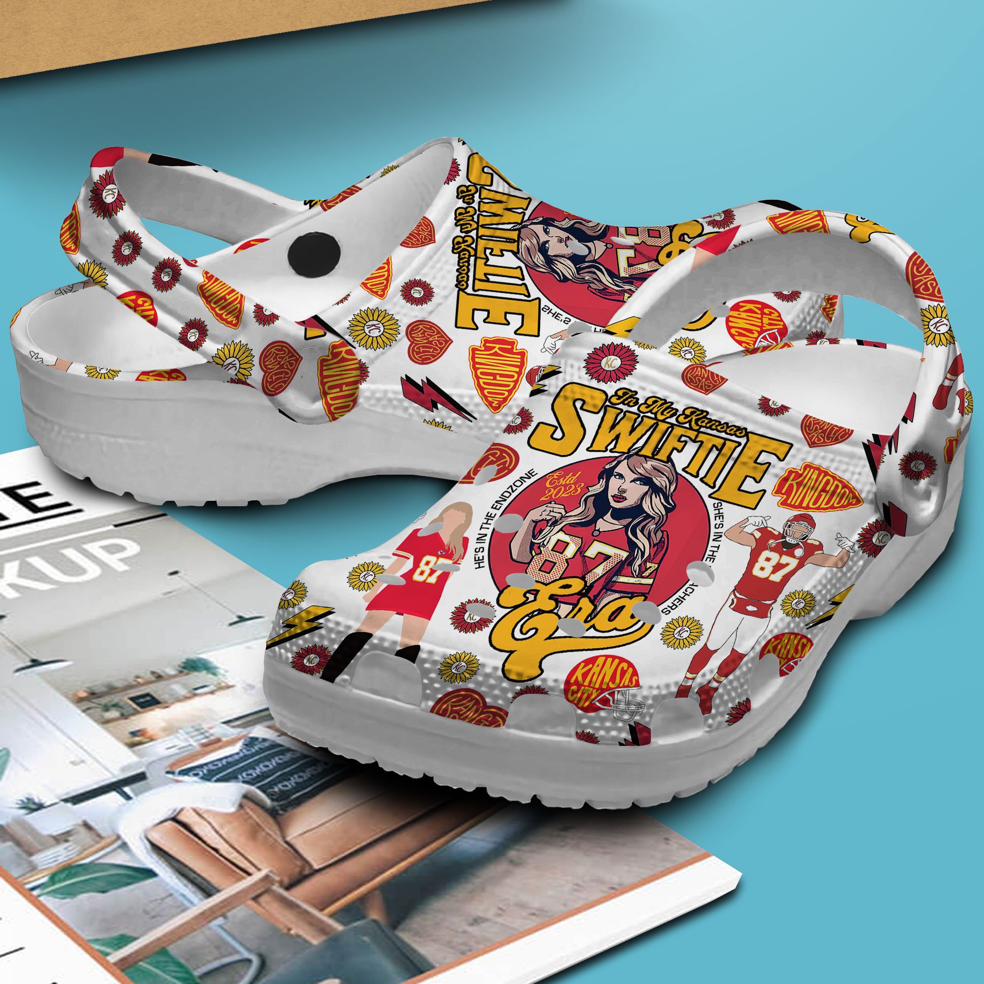 Merchidea Taylor Swift Kansas City Chiefs Music NFL Sport Crocs Crocband Clogs Shoes Comfortable For Men Women and Kids